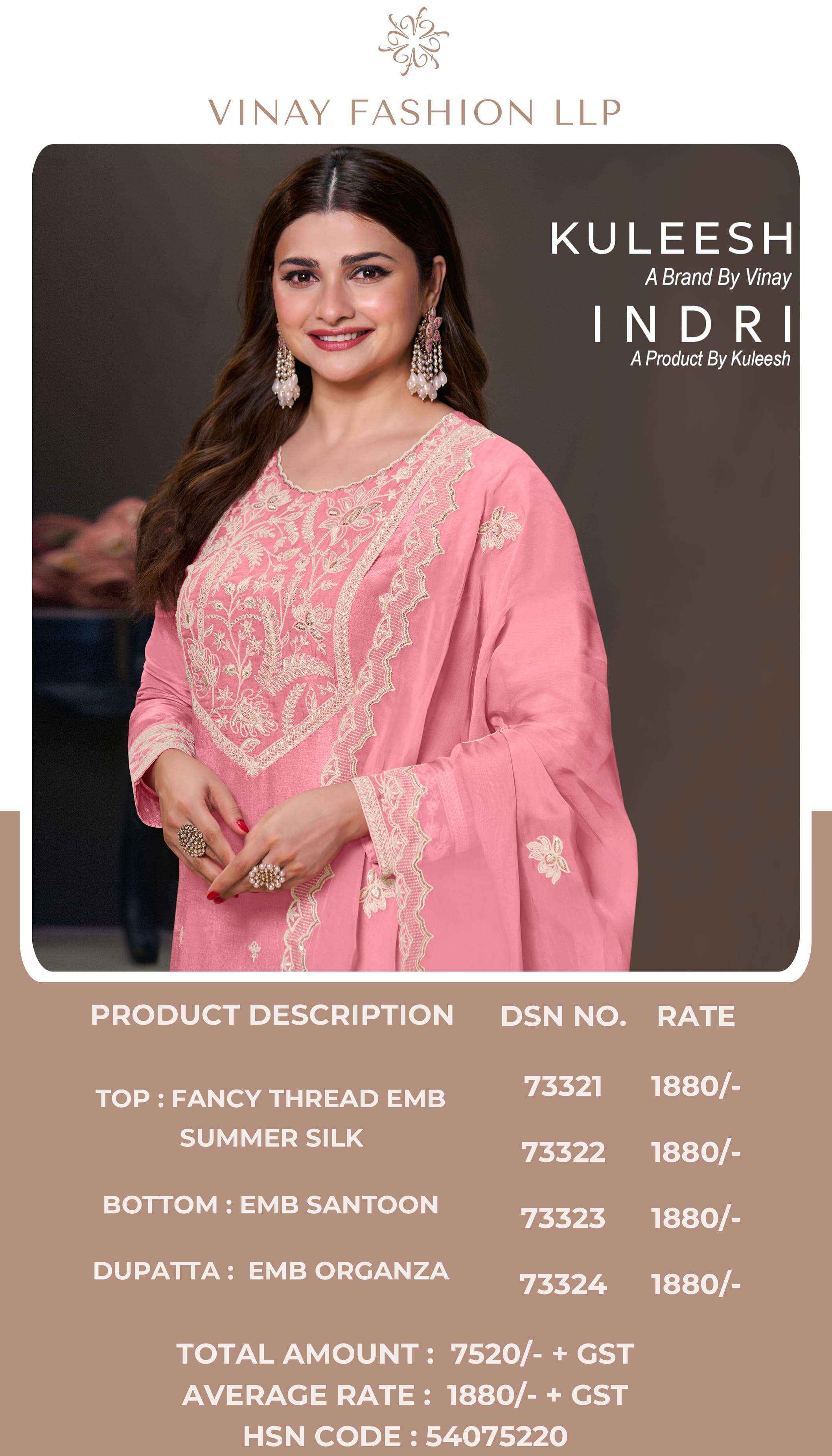 VINAY FASHION KULEESH INDRI SILK DESIGNER HEAVY FESTIVE WEAR  DRESS MATERIAL WHOLESALE RATE ( 4 PCS CATALOG )