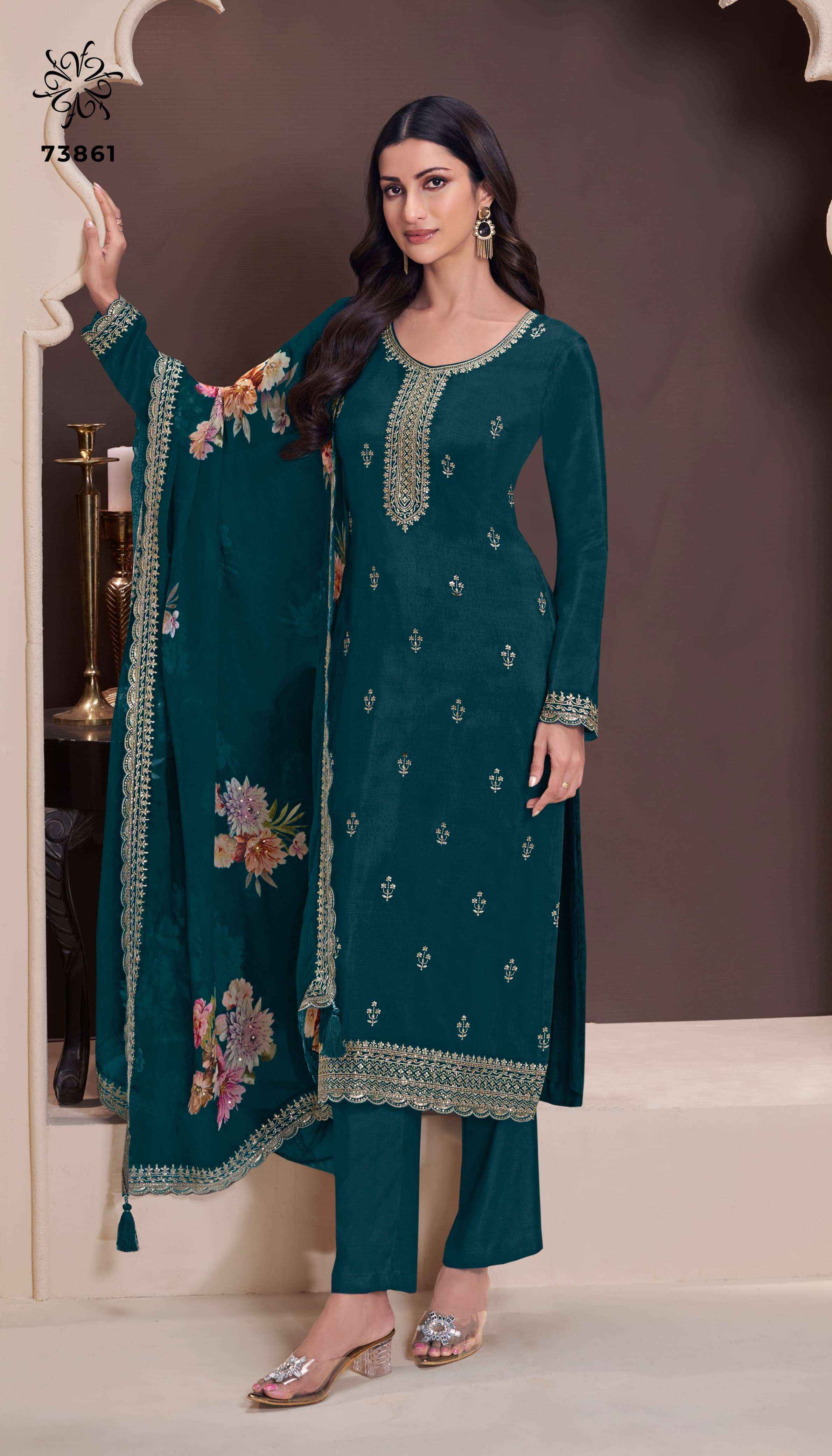 VINAY FASHION KULEESH SHIVANGI VOL 2 SILK EMBBROIDERY SUIT WHOLESALE RATE ( 4 PCS CATALPG )