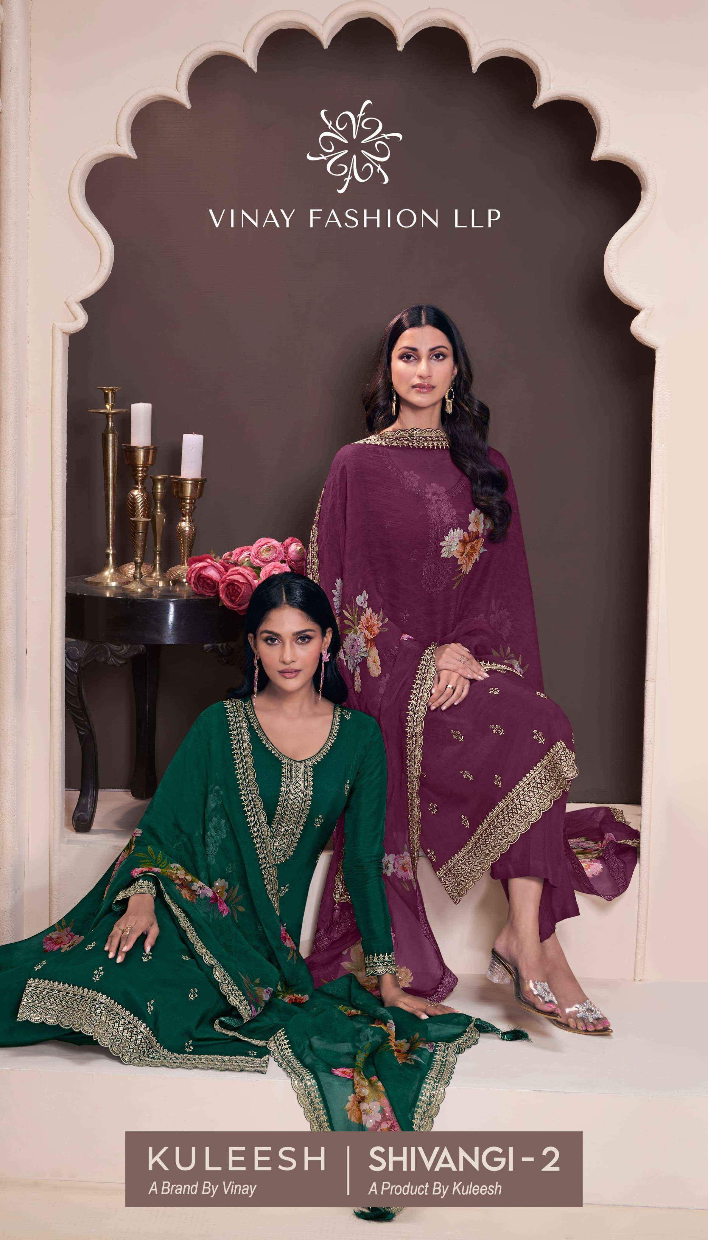 VINAY FASHION KULEESH SHIVANGI VOL 2 SILK EMBBROIDERY SUIT WHOLESALE RATE ( 4 PCS CATALPG )