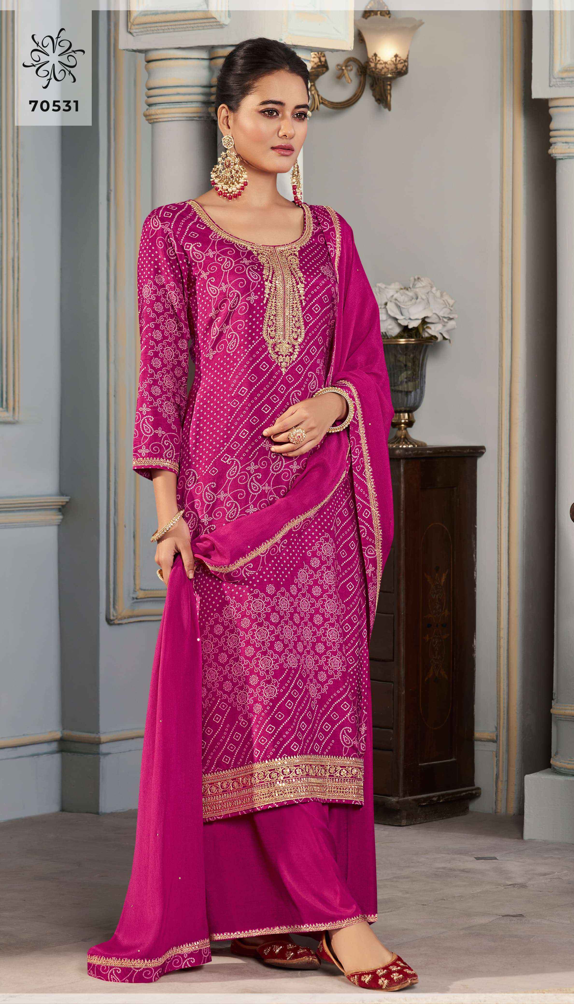 VINAY FASHION KULEESH STUTI SILK DIGITAL PRINT WITH DESIGNER WORK SUIT WHOLESALE RATE  ( 4 PCS CATALOG )