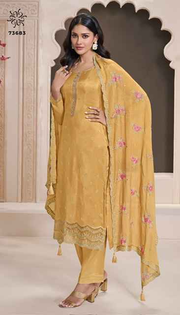 Vinay Kuleesh Zarkan Moonga Silk Salwar Kameez  Wholesale Rate ( 5 Pcs Catalog )