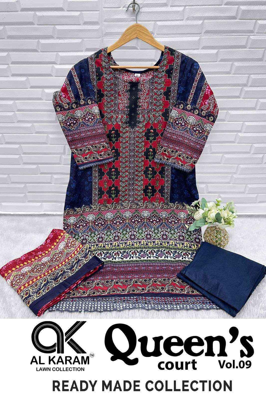 Al Karam Queens Court Vol 9 Readymade Cotton Dress Wholesale Price ( 6 Pcs Catalog )