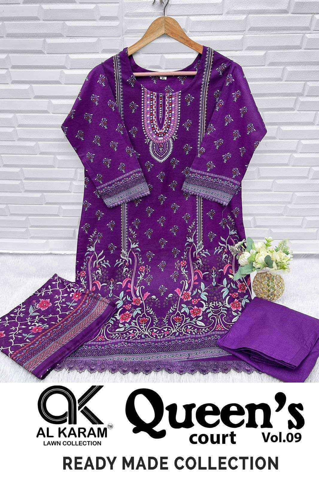 Al Karam Queens Court Vol 9 Readymade Cotton Dress Wholesale Price ( 6 Pcs Catalog )