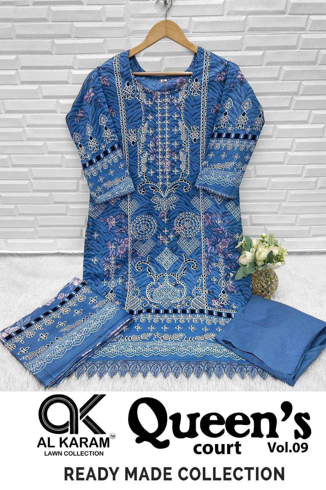 Al Karam Queens Court Vol 9 Readymade Cotton Dress Wholesale Price ( 6 Pcs Catalog )