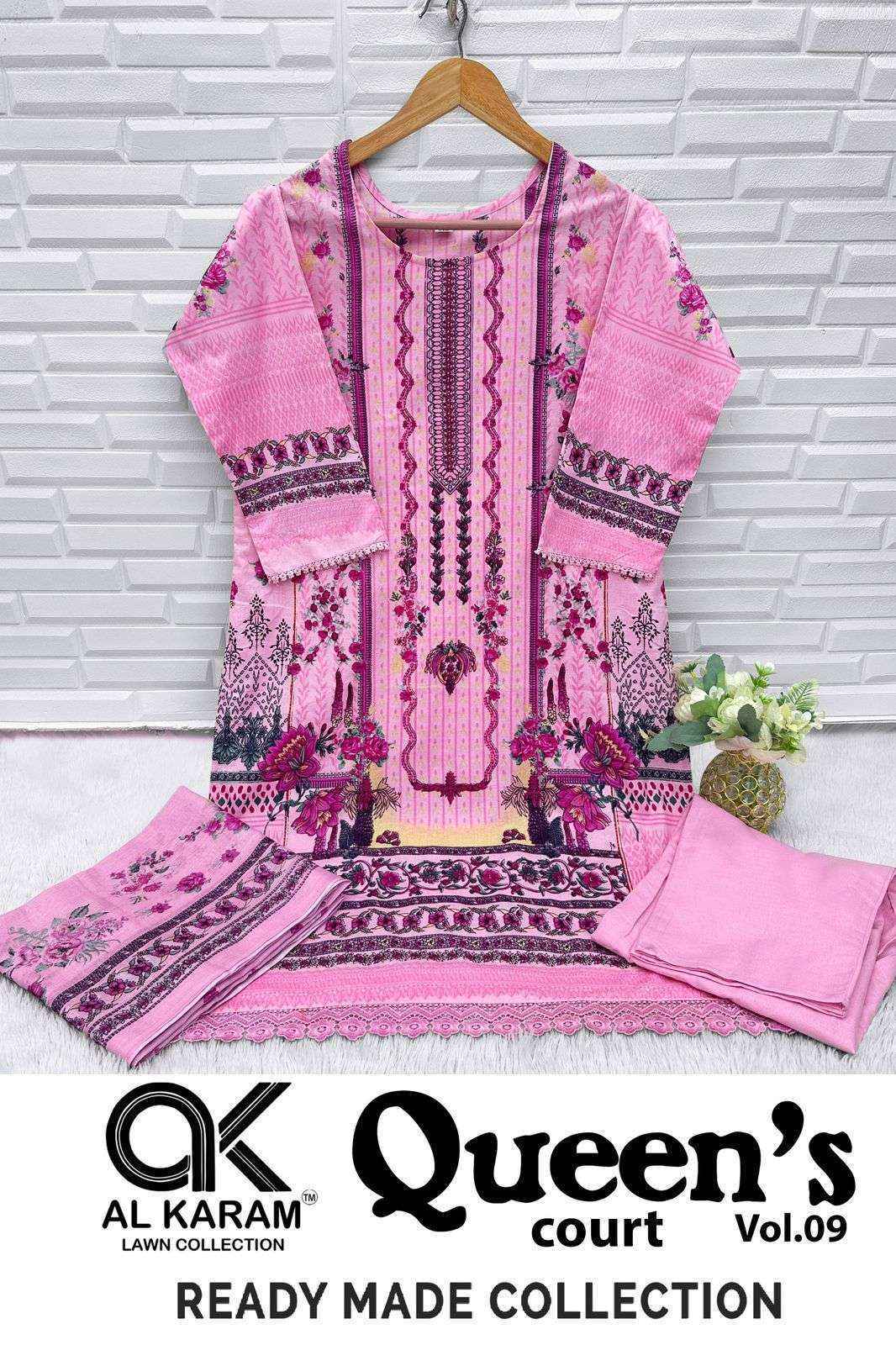 Al Karam Queens Court Vol 9 Readymade Cotton Dress Wholesale Price ( 6 Pcs Catalog )