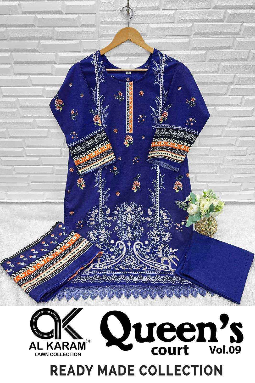 Al Karam Queens Court Vol 9 Readymade Cotton Dress Wholesale Price ( 6 Pcs Catalog )