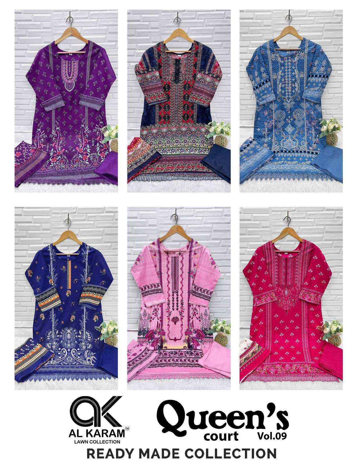 Al Karam Queens Court Vol 9 Readymade Cotton Dress Wholesale Price ( 6 Pcs Catalog )