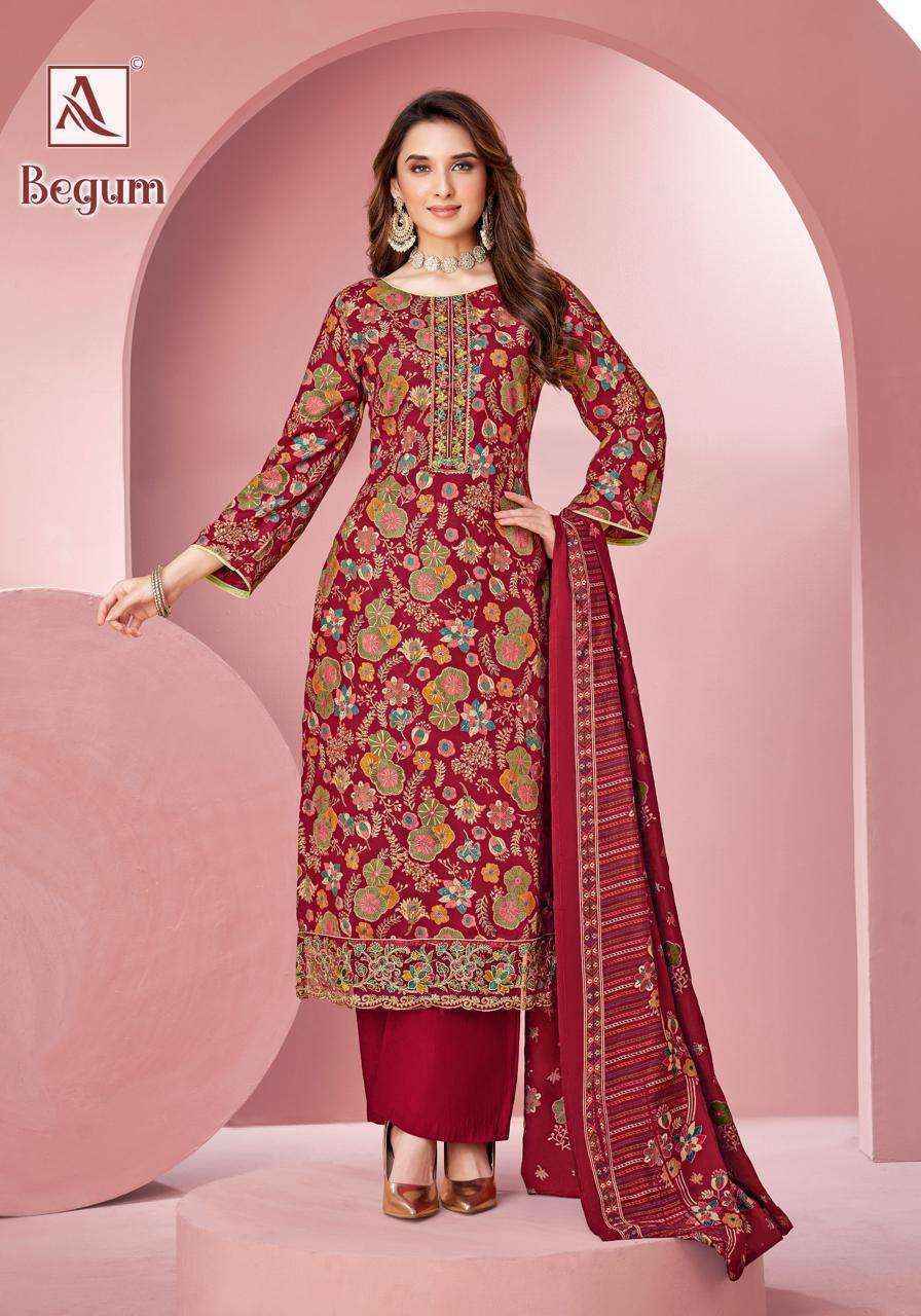 Alok Begum Viscose Rayon Salwar Kameez Wholesale Rate ( 6 Pcs Catalog )