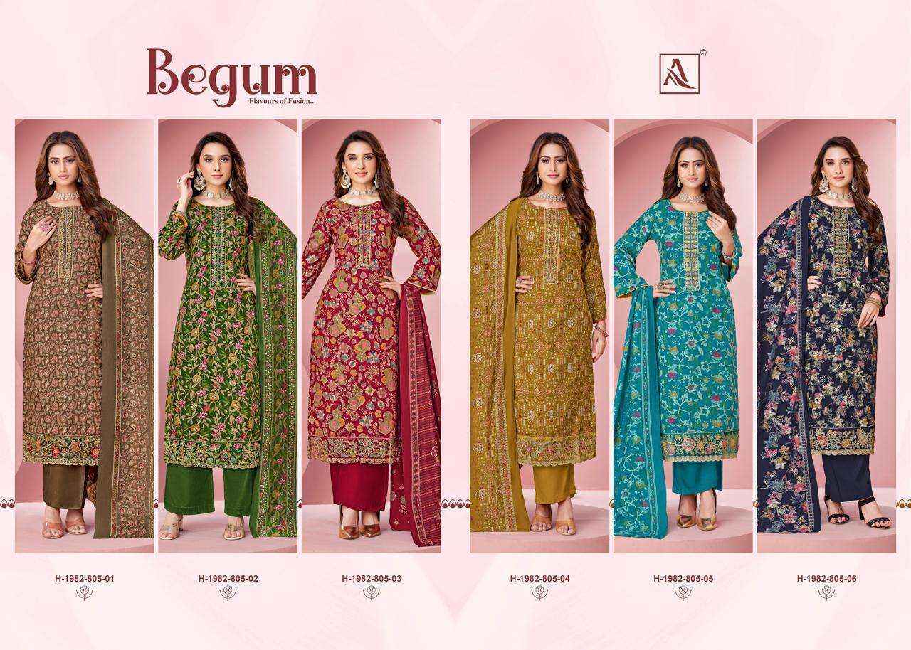 Alok Begum Viscose Rayon Salwar Kameez Wholesale Rate ( 6 Pcs Catalog )