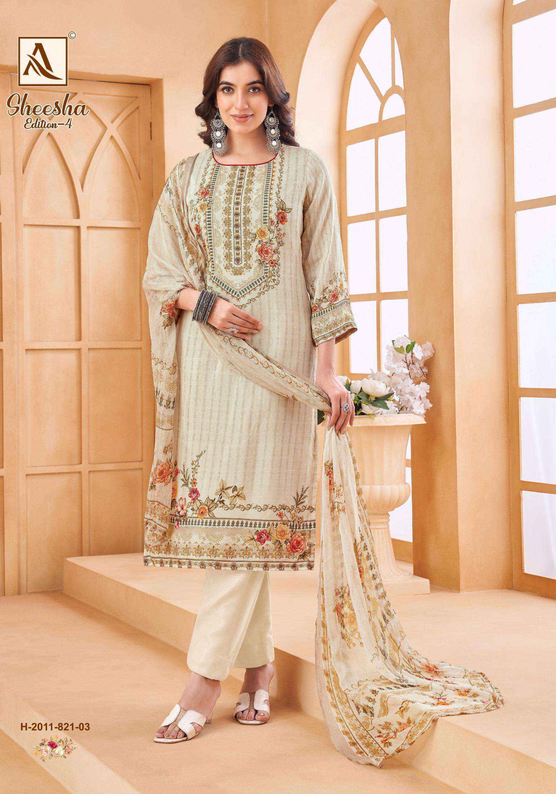 Alok Sheesha Vol 4 Viscose Muslin Dress Material  ( 4 pcs Catalogue )