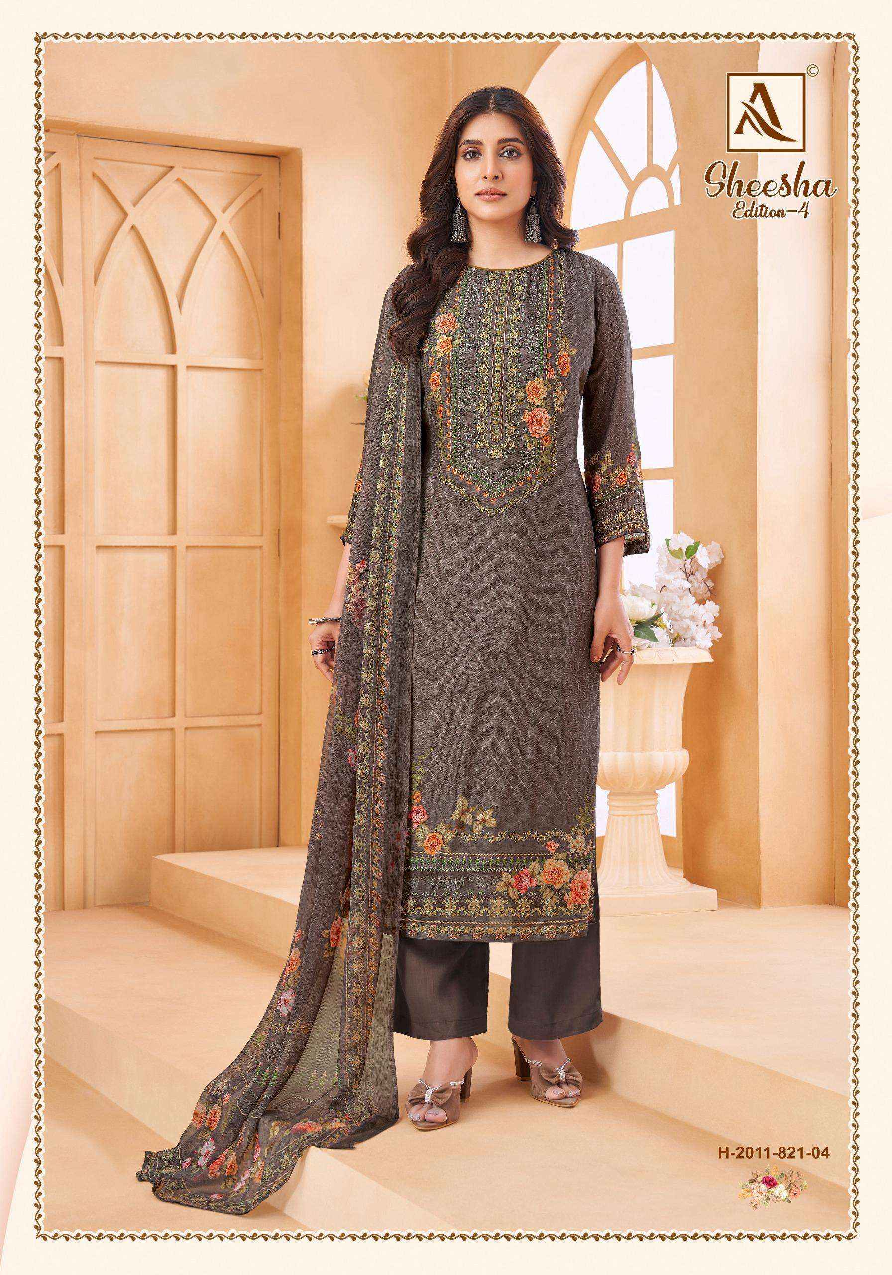 Alok Sheesha Vol 4 Viscose Muslin Dress Material  ( 4 pcs Catalogue )