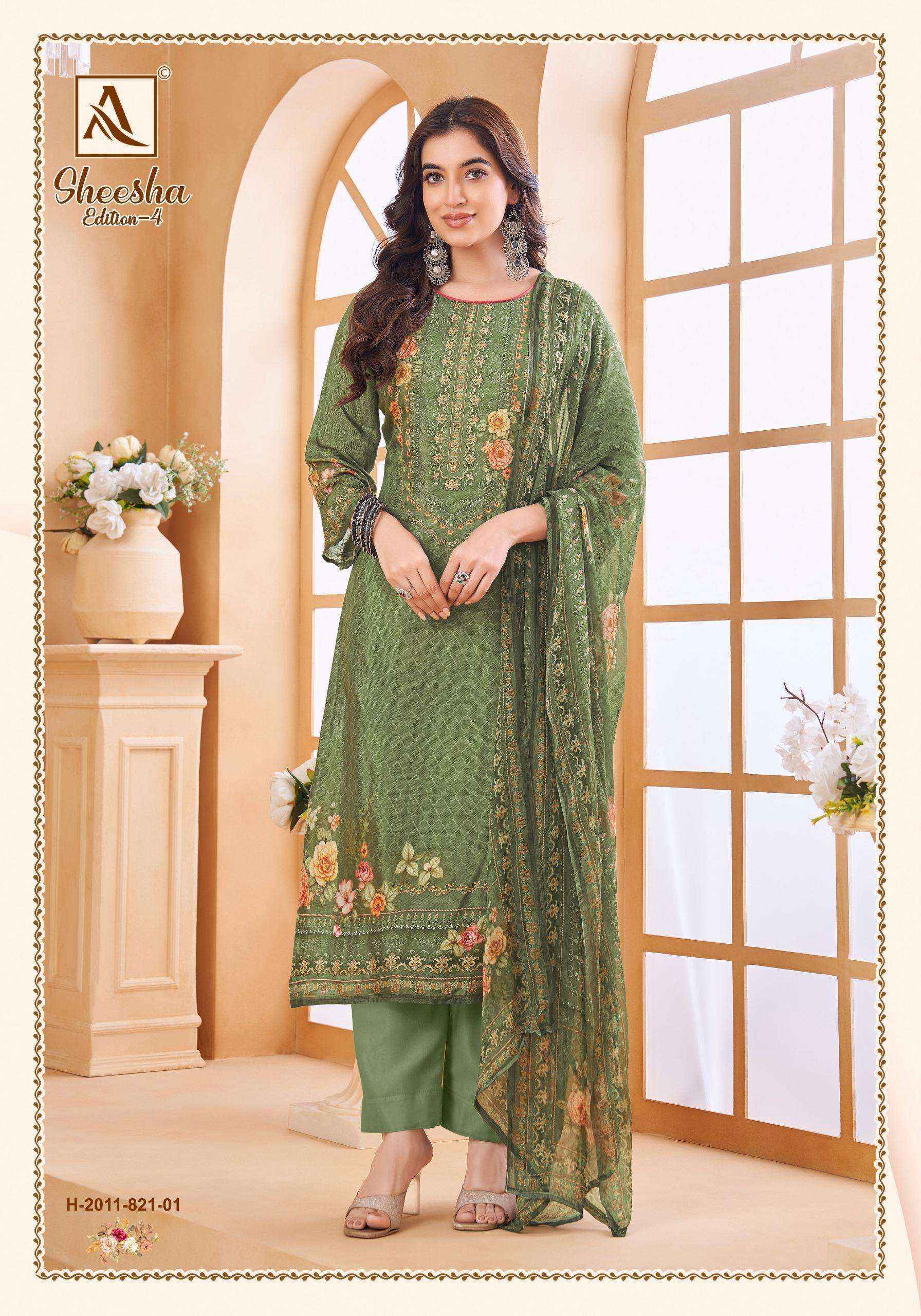 Alok Sheesha Vol 4 Viscose Muslin Dress Material  ( 4 pcs Catalogue )