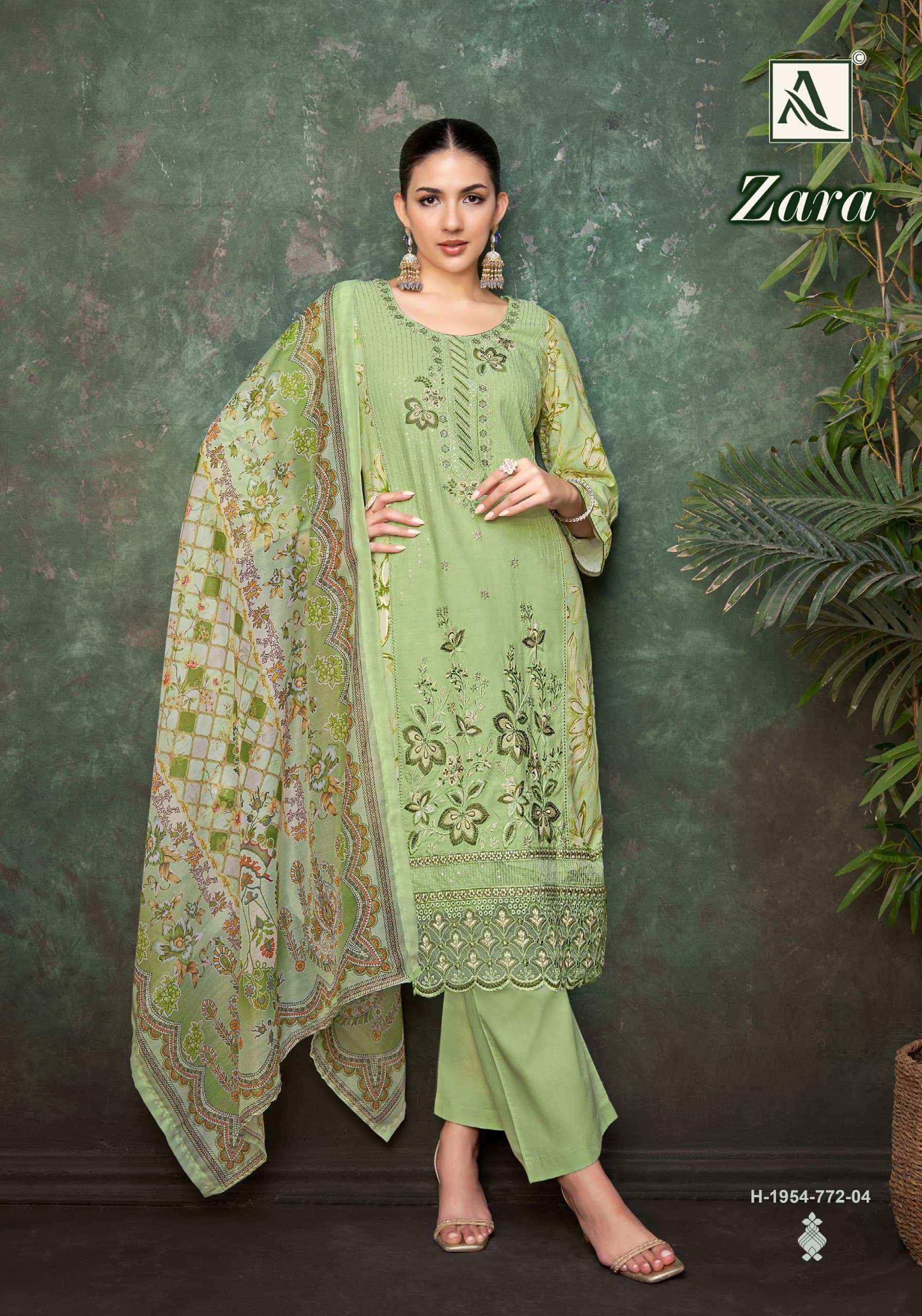 Alok Suit Zara Viscose Dress Material Wholesale Textile Market (  4 pcs Catalogue )