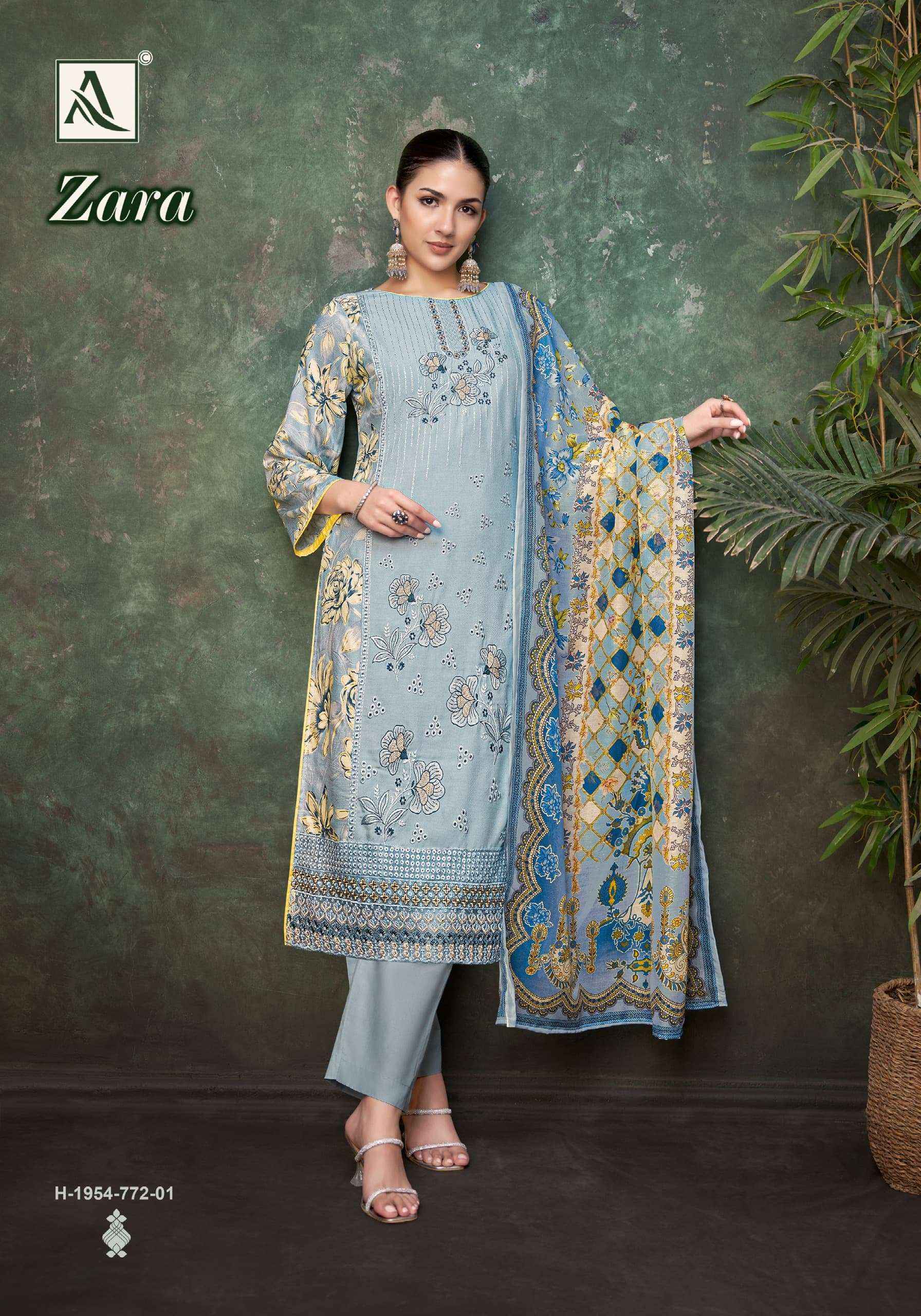 Alok Suit Zara Viscose Dress Material Wholesale Textile Market (  4 pcs Catalogue )