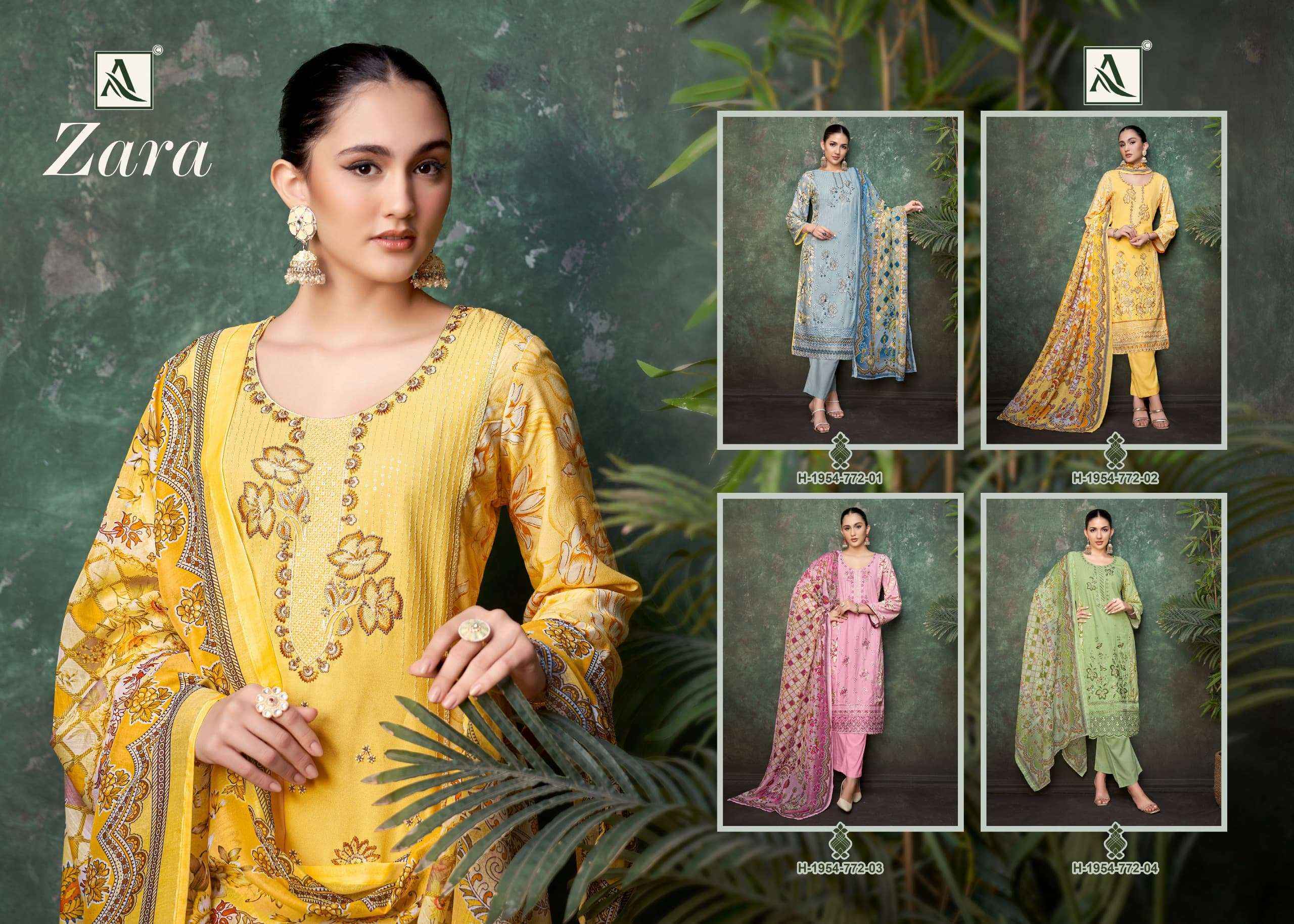 Alok Suit Zara Viscose Dress Material Wholesale Textile Market (  4 pcs Catalogue )