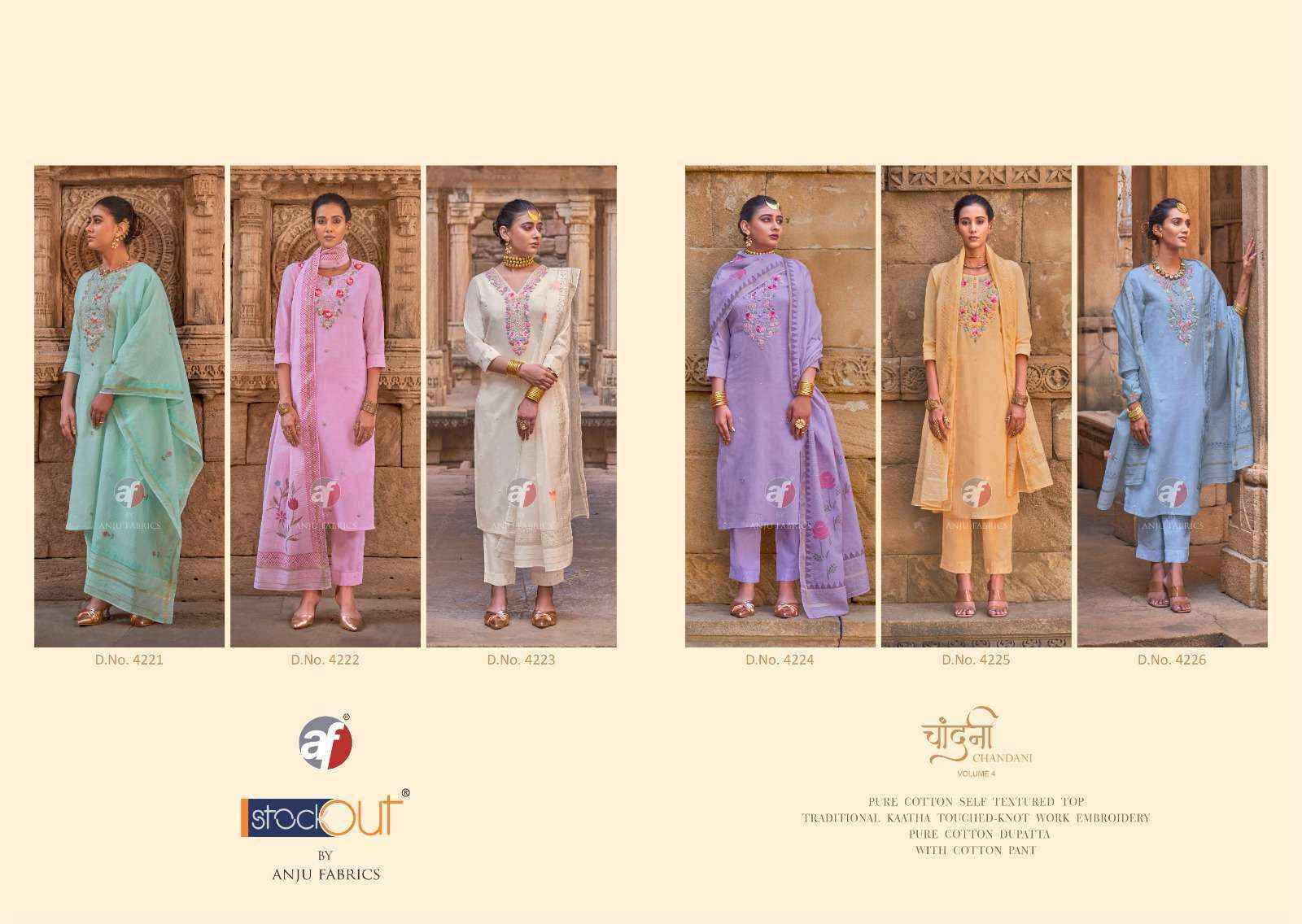 Anju Fabrics Chandani Vol 4 Cotton Kurti Combo Wholesale Surat ( 6 pcs Catalogue )
