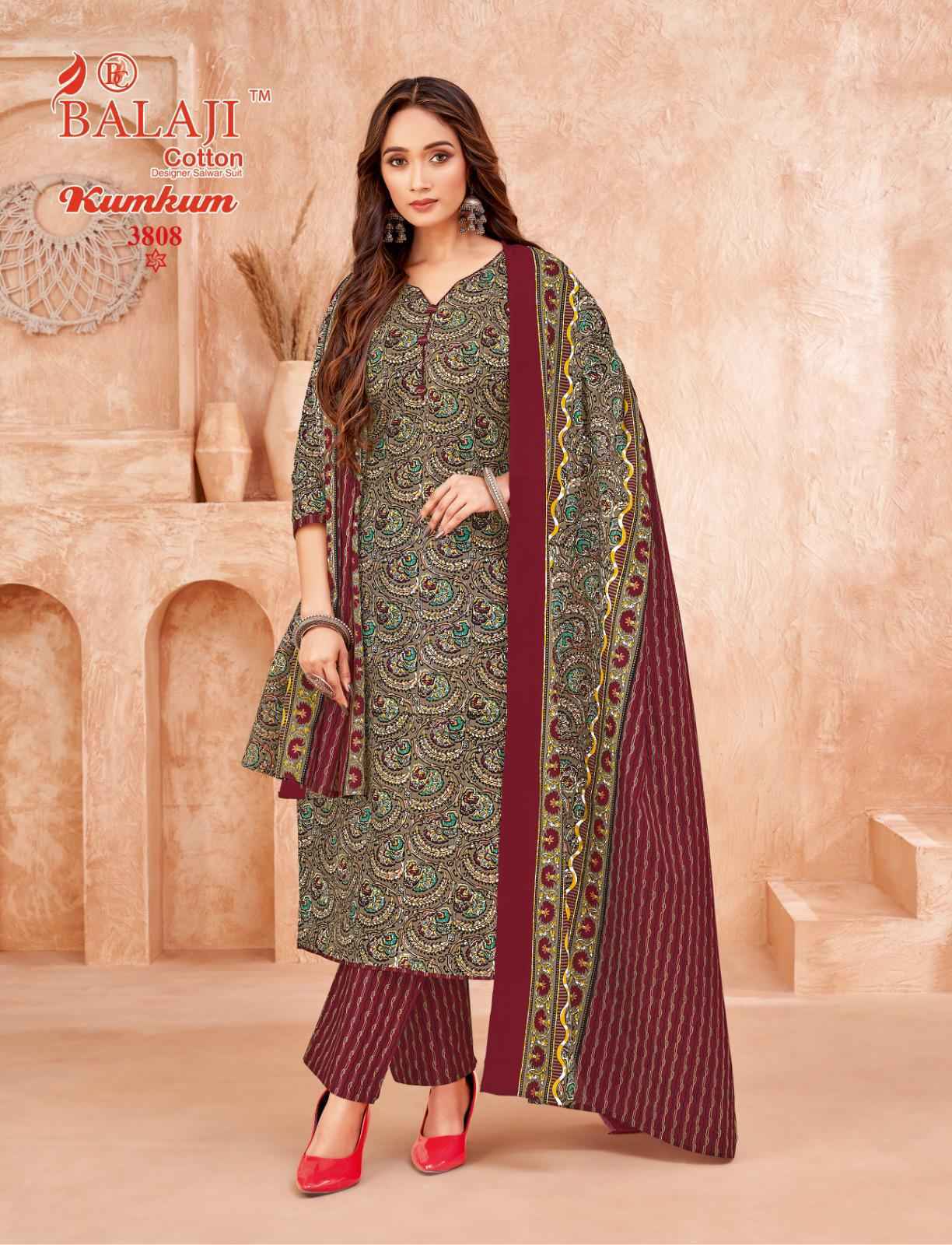 Balaji Kumkum Vol 38 Cotton Salwar Suir Wholesale Rate ( 12 Pcs Catalog )