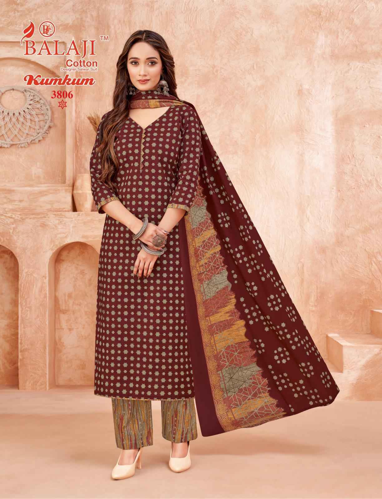 Balaji Kumkum Vol 38 Cotton Salwar Suir Wholesale Rate ( 12 Pcs Catalog )