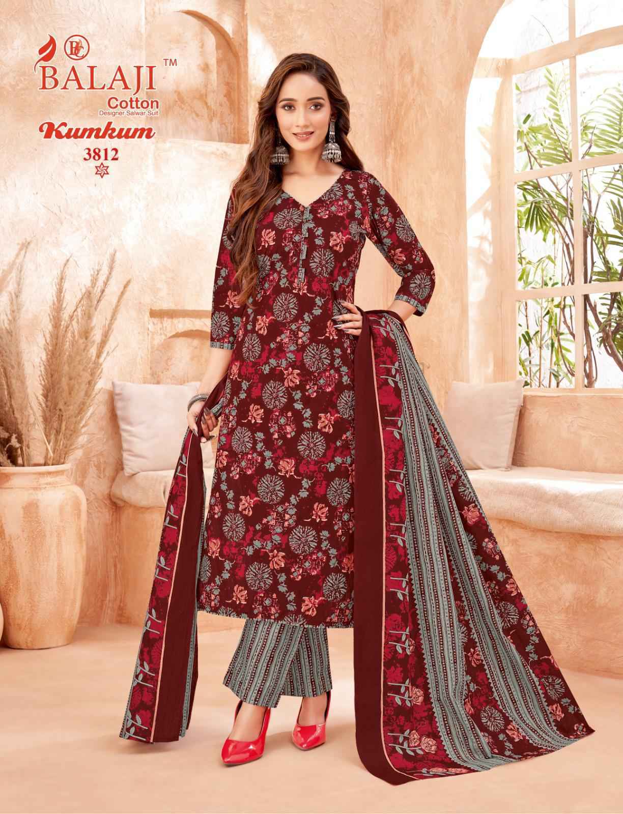 Balaji Kumkum Vol 38 Cotton Salwar Suir Wholesale Rate ( 12 Pcs Catalog )