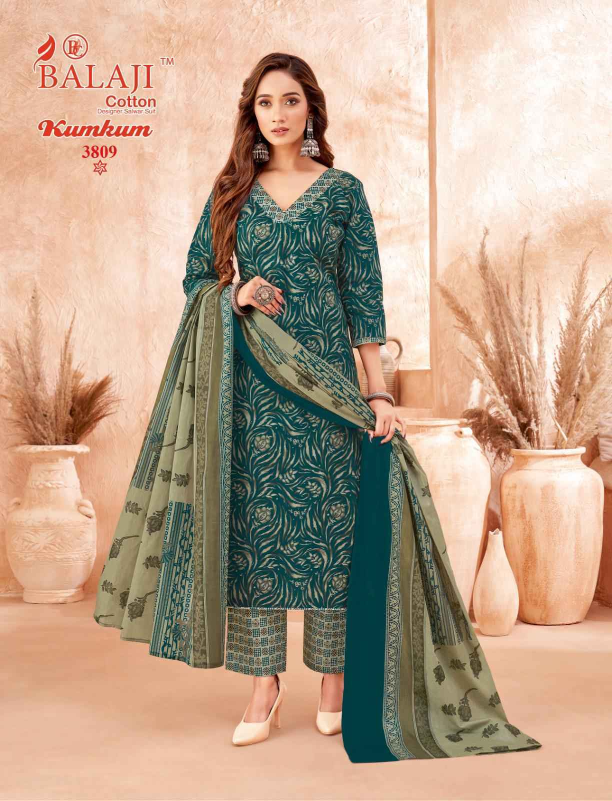 Balaji Kumkum Vol 38 Cotton Salwar Suir Wholesale Rate ( 12 Pcs Catalog )