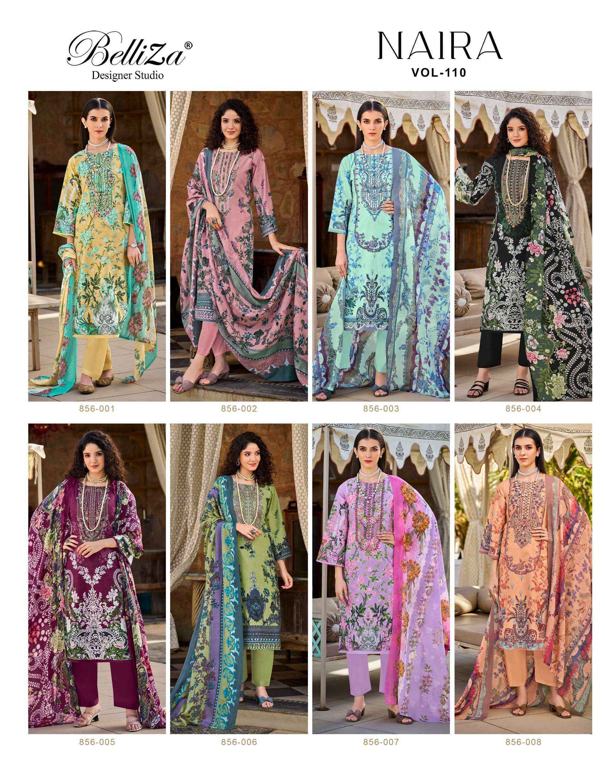 Belliza Designer Naira Vol 110 Cotton Dress Material Surat Bazaar Wholesale ( 8 pcs Cataloge )