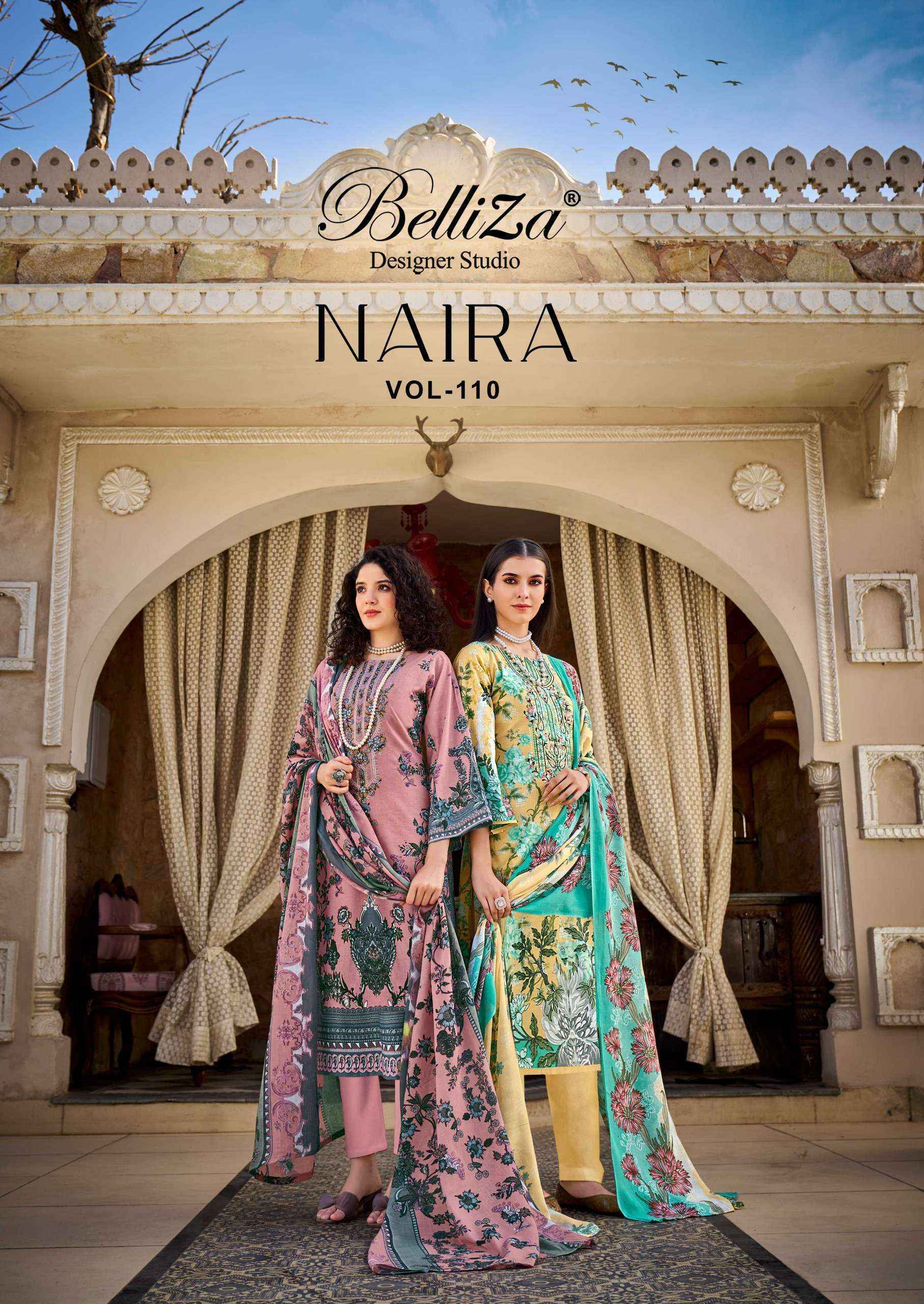 Belliza Designer Naira Vol 110 Cotton Dress Material Surat Bazaar Wholesale ( 8 pcs Cataloge )