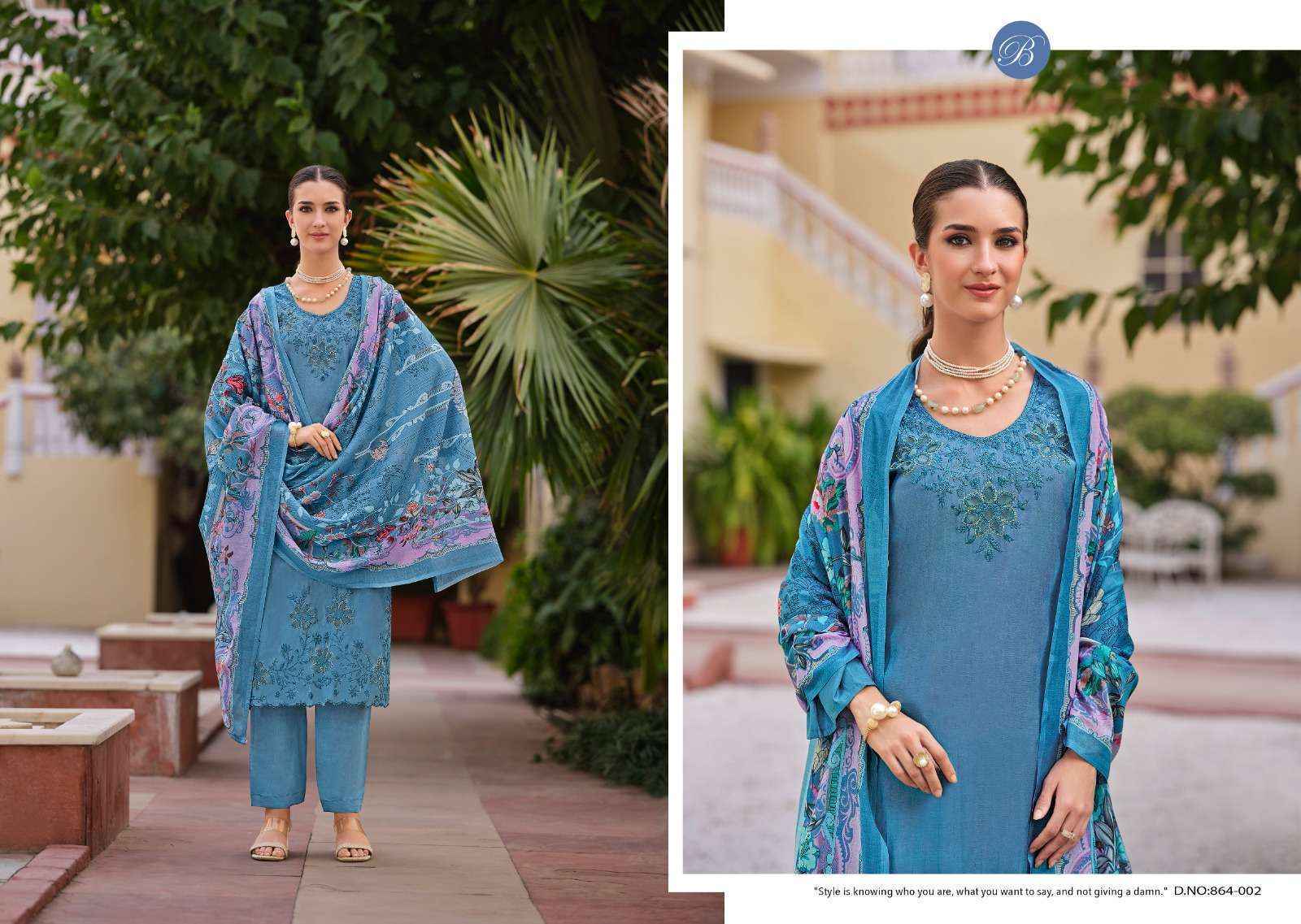 Belliza Zara Roman Silk Dress Material Surat Wholesale ( 6 pcs Catalogue