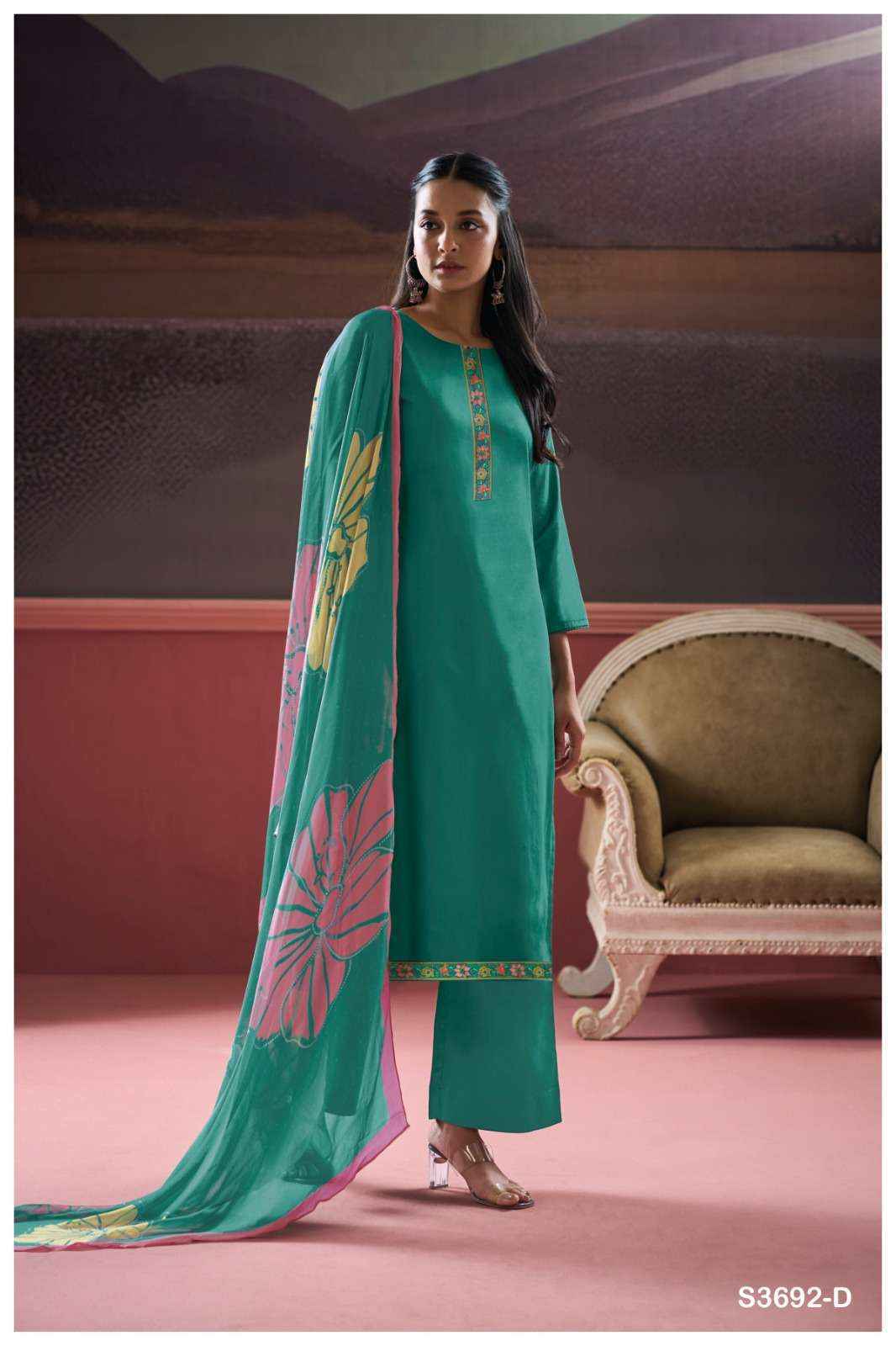 Ganga Kalash 3692 Cotton Silk Salwar Kameez Wholesale Rate ( 4 Pcs Catalog )