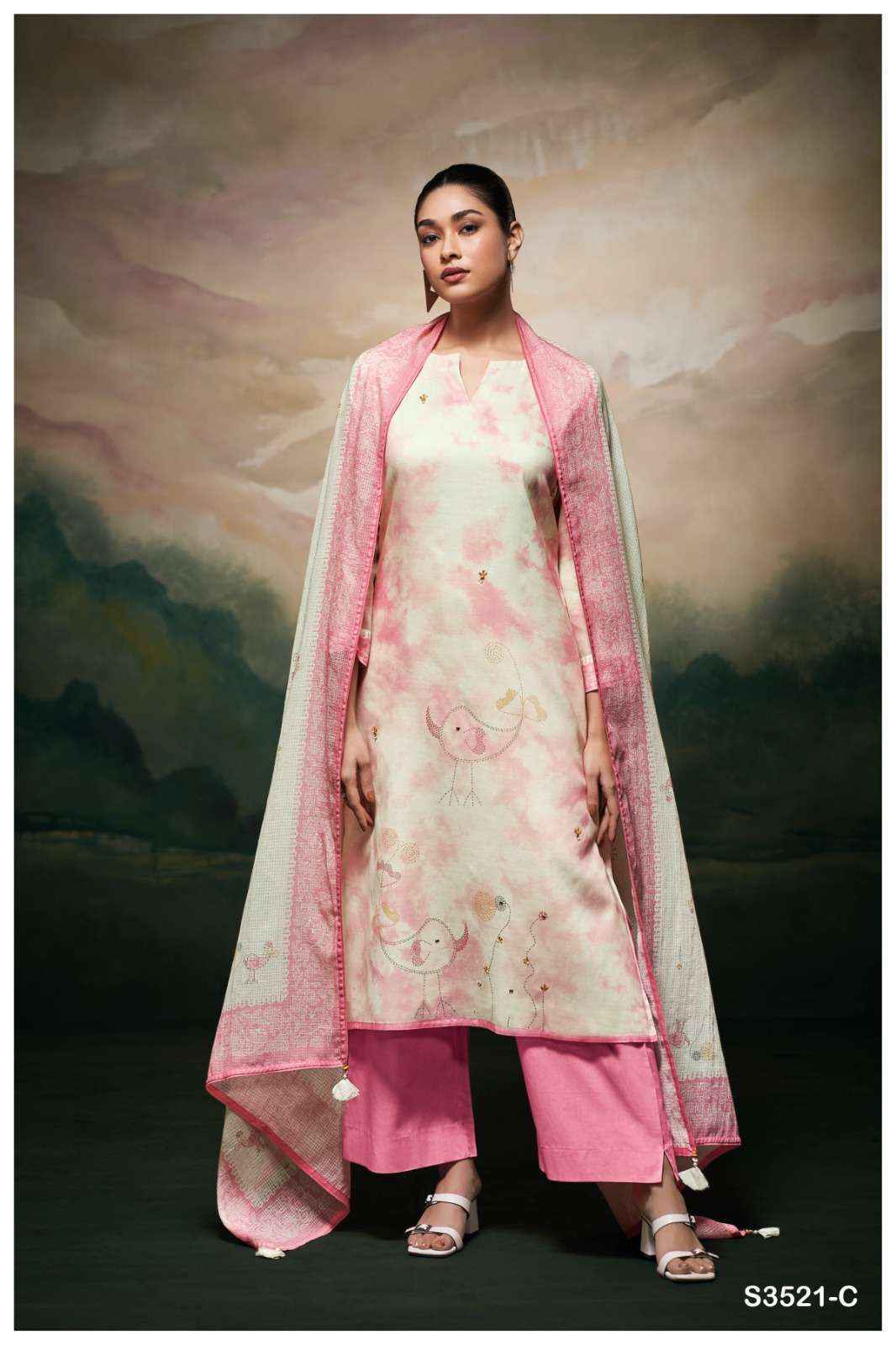 Ganga Meela 3521 Cotton Dress Material New Catalog ( 4 pcs Catalogue )