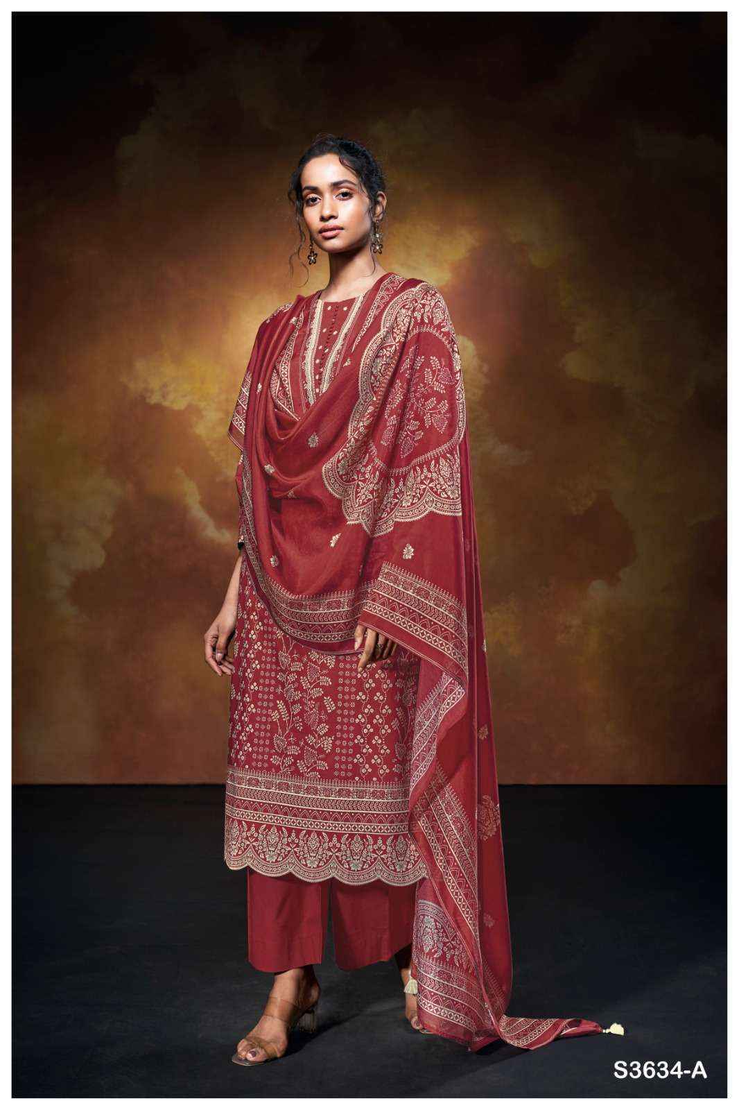 Ganga Xara 3634 Cotton Salwar Kameez Wholesale Rate ( 4 Pcs Catalog )