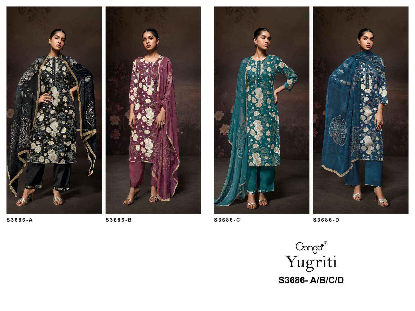 Ganga Yugriti 3686 Wholesale Cotton Dress Material ( 4 pcs Catalogue