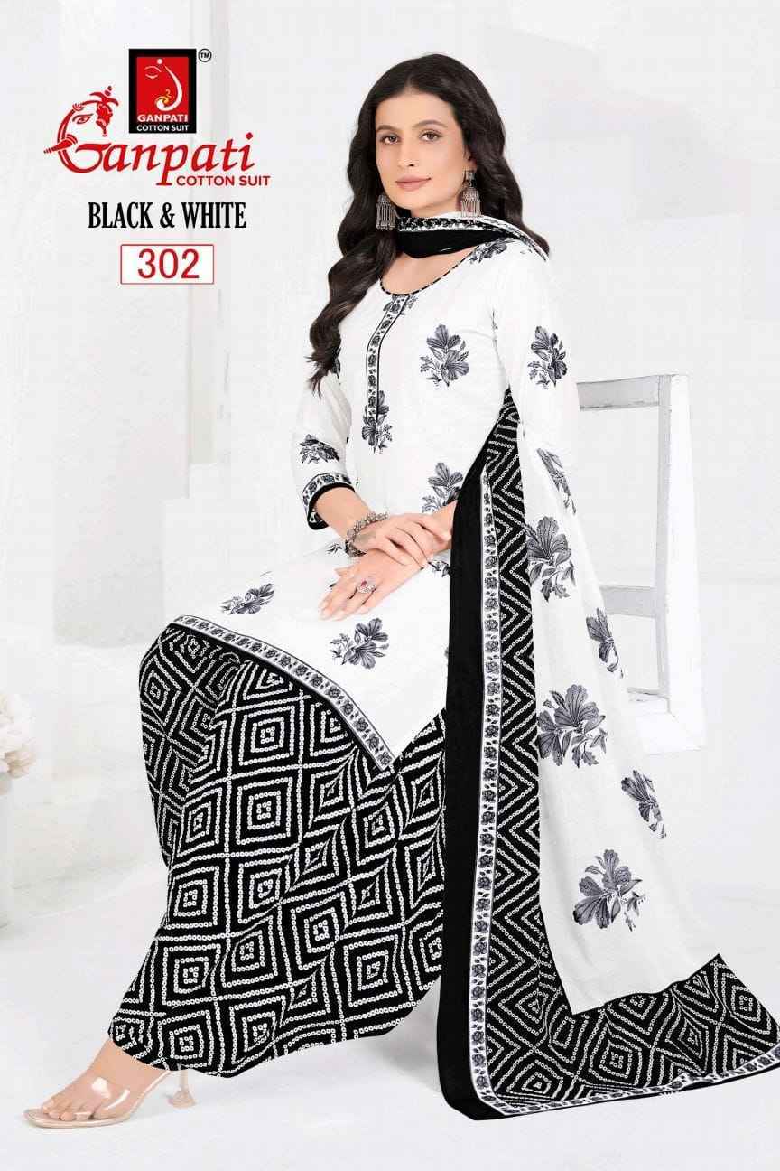 Ganpati Black & White Vol 3 Cotton Dress Material Wholesale Textile ( 6 pcs Catalogue )