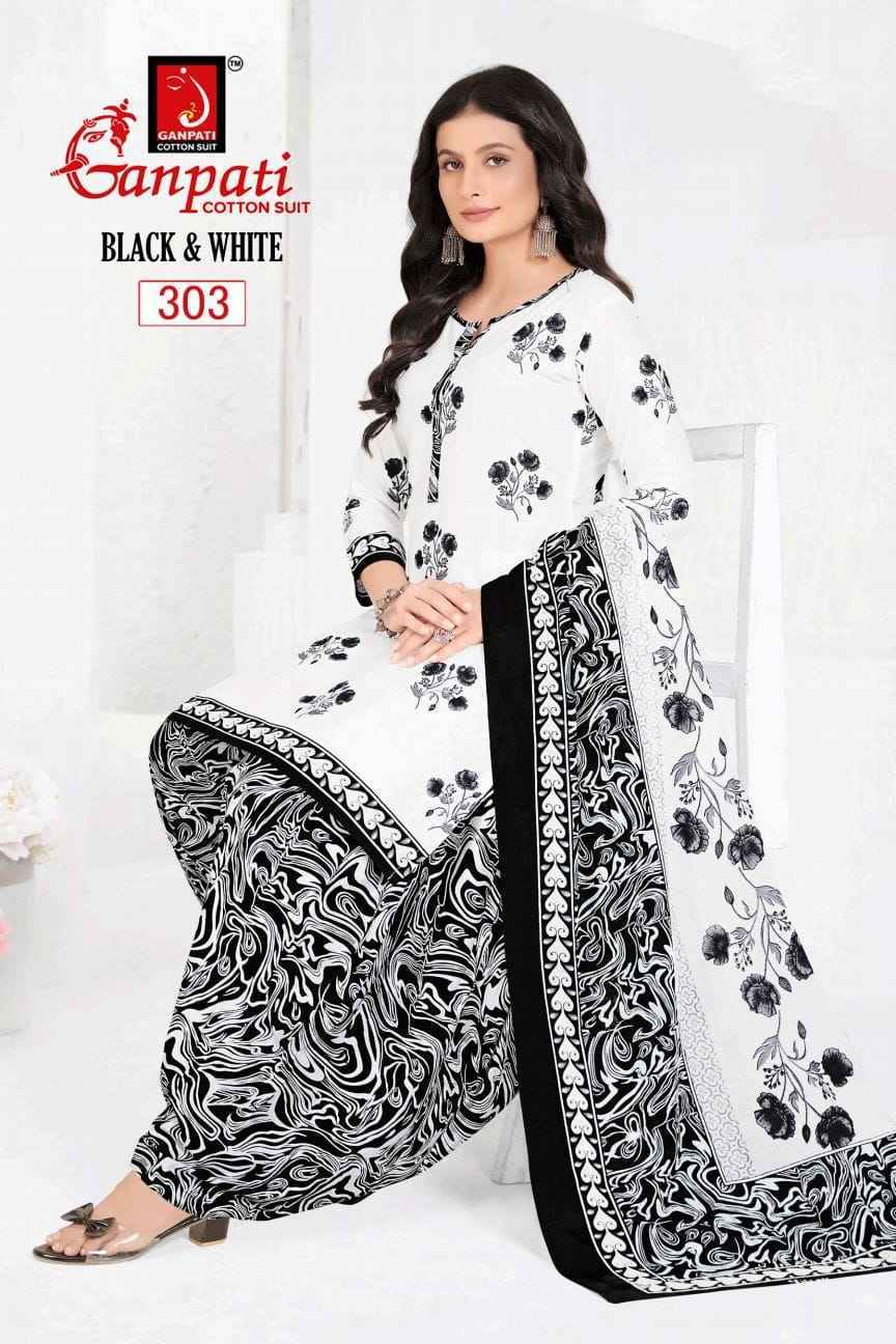 Ganpati Black & White Vol 3 Cotton Dress Material Wholesale Textile ( 6 pcs Catalogue )