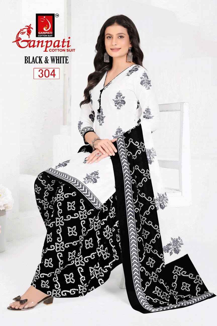 Ganpati Black & White Vol 3 Cotton Dress Material Wholesale Textile ( 6 pcs Catalogue )