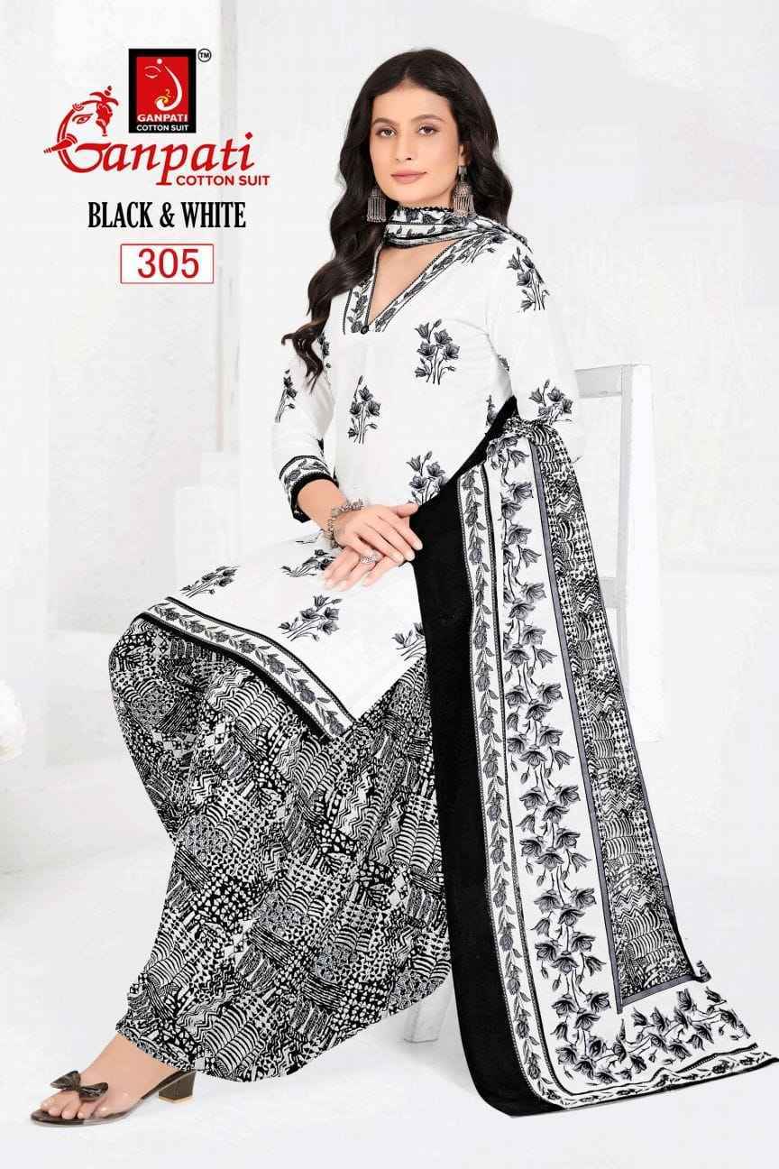 Ganpati Black & White Vol 3 Cotton Dress Material Wholesale Textile ( 6 pcs Catalogue )