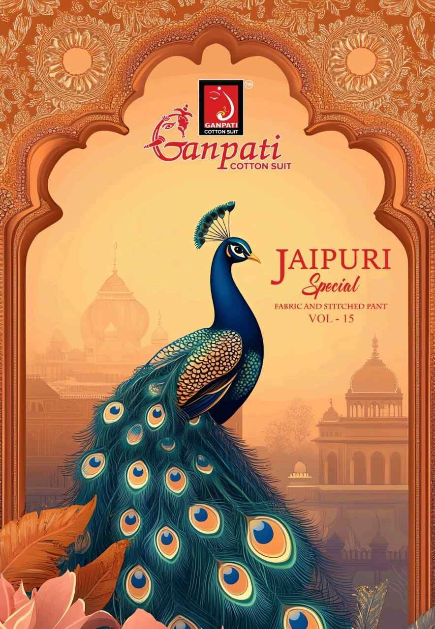 Ganpati Jaipuri Special Vol 15 Wholesale Cotton Dress Material ( 15 pcs Catalogue