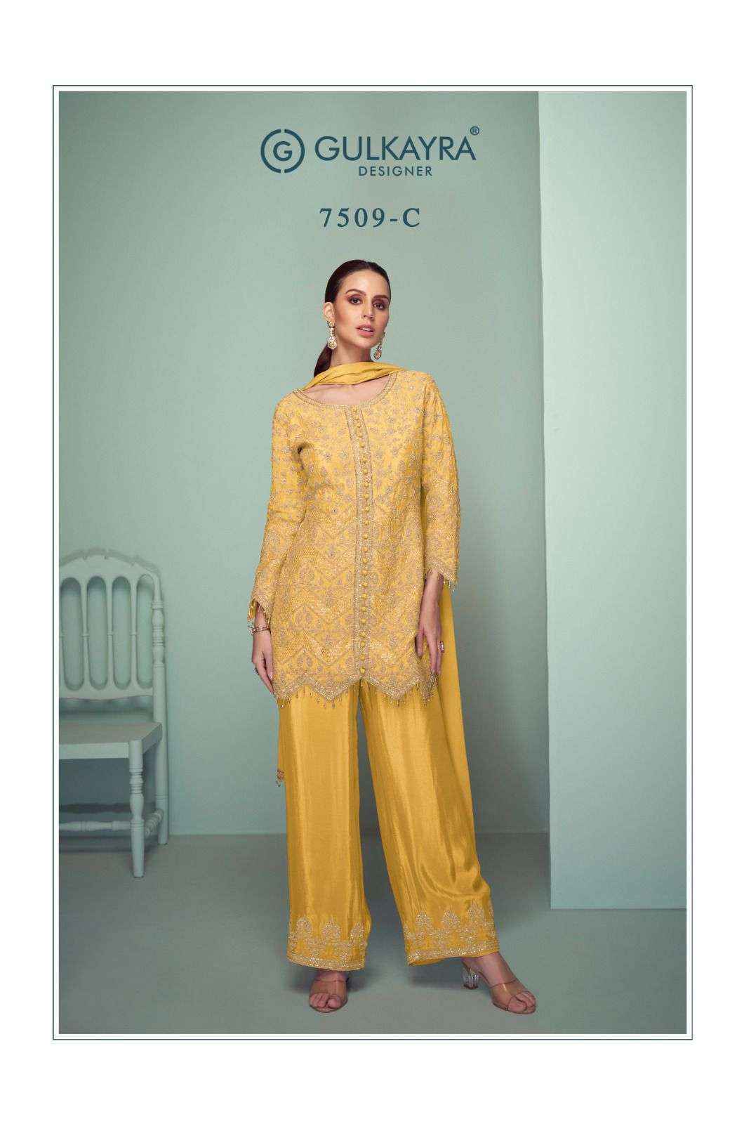 Gulkayra Designer Crown Platinum Readymade Chinon Dress ( 4 Pc Catalouge )