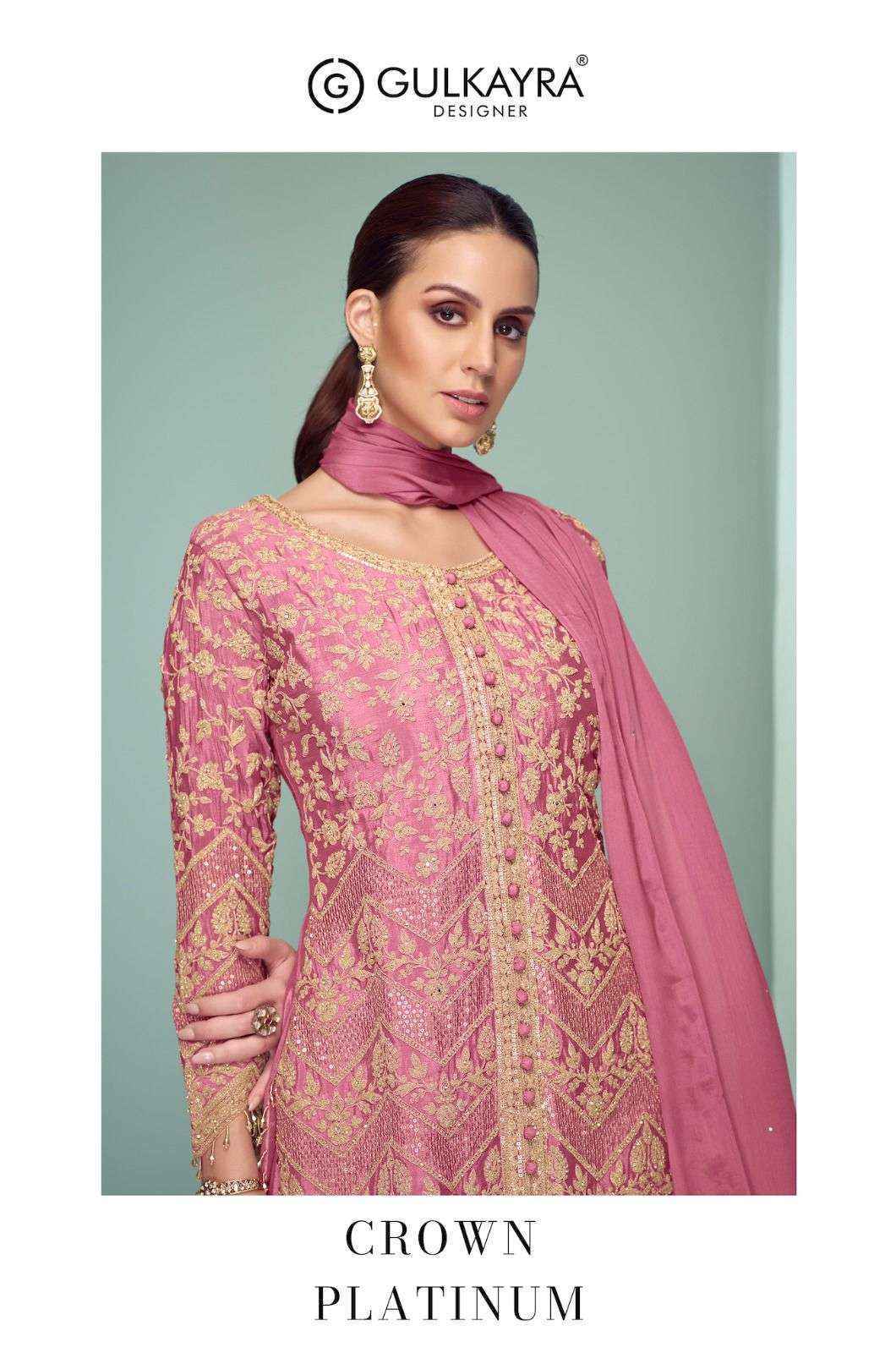 Gulkayra Designer Crown Platinum Readymade Chinon Dress ( 4 Pc Catalouge )