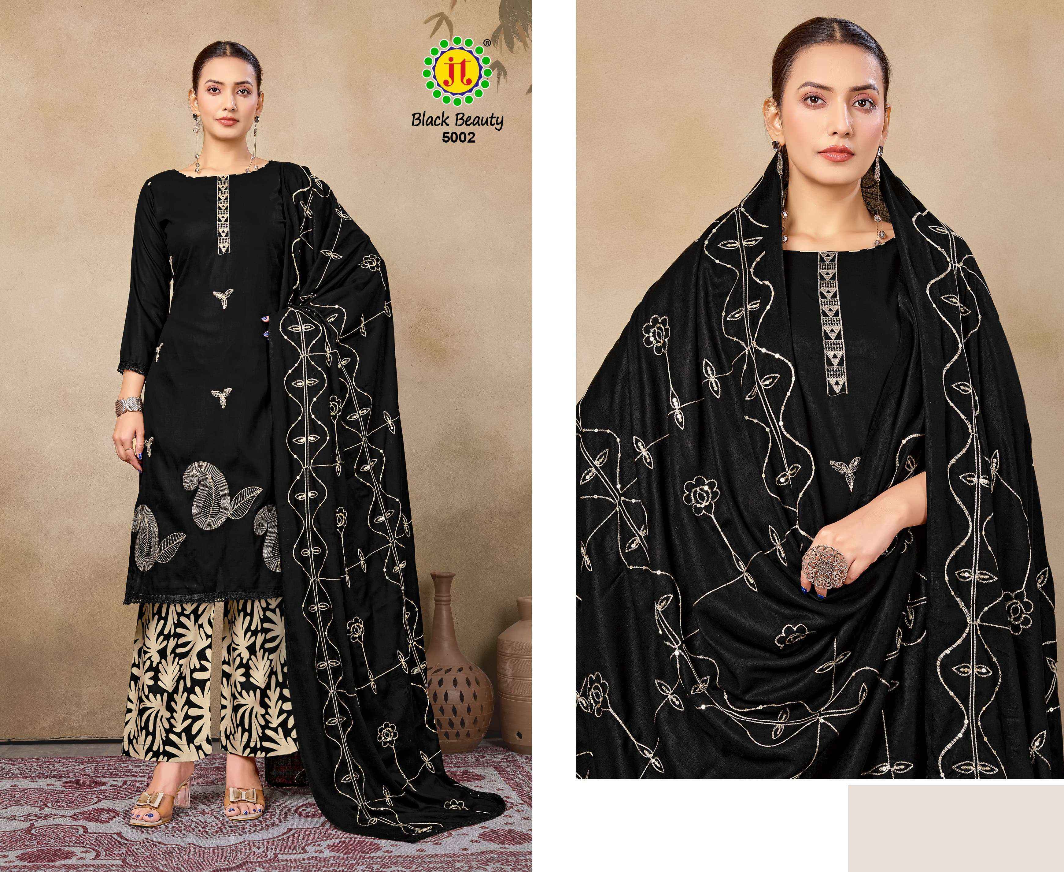 Jt Black Beauty Vol 5 Rayon Dress Material Wholesale Price ( 5 pcs Catalogue