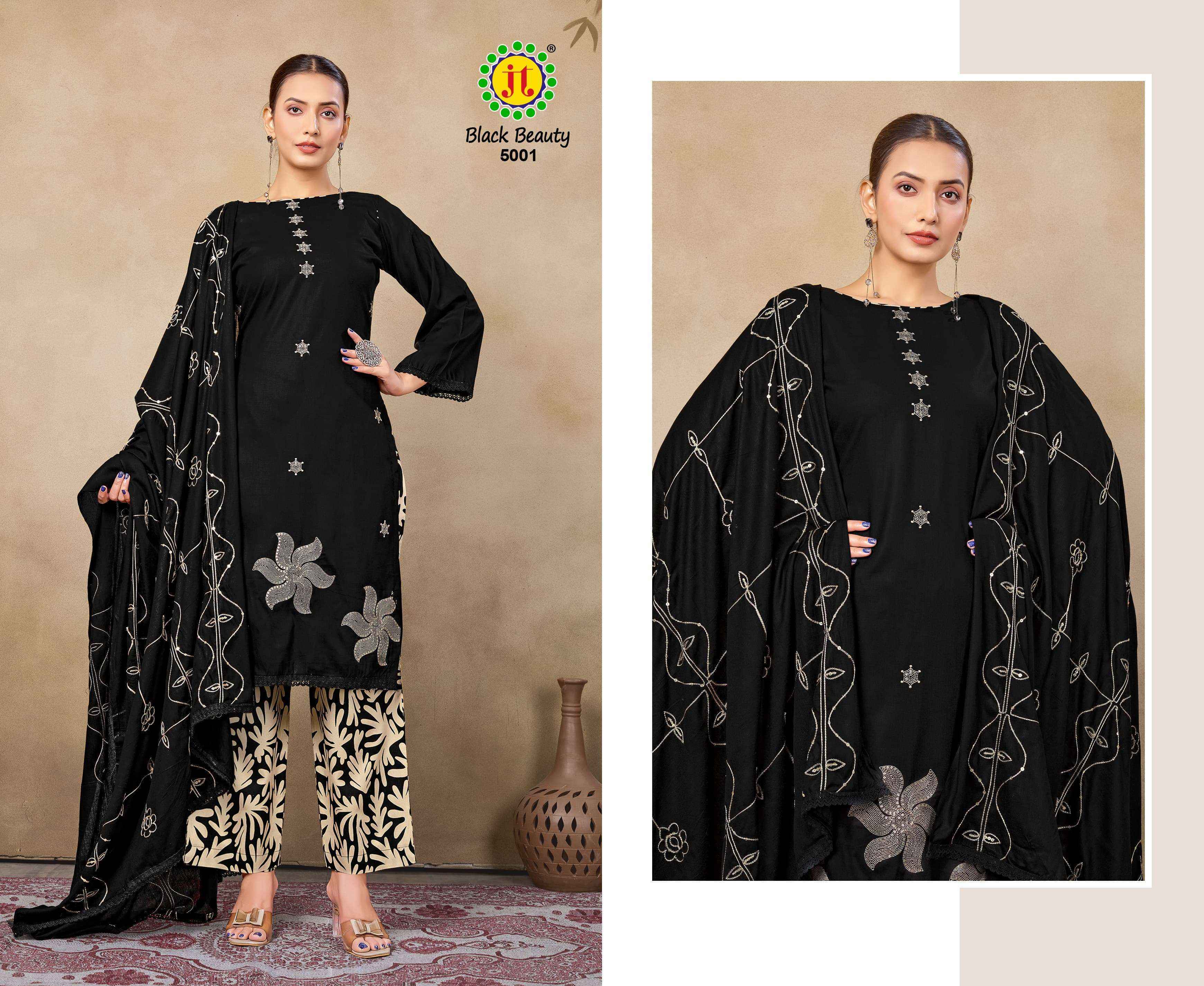 Jt Black Beauty Vol 5 Rayon Dress Material Wholesale Price ( 5 pcs Catalogue