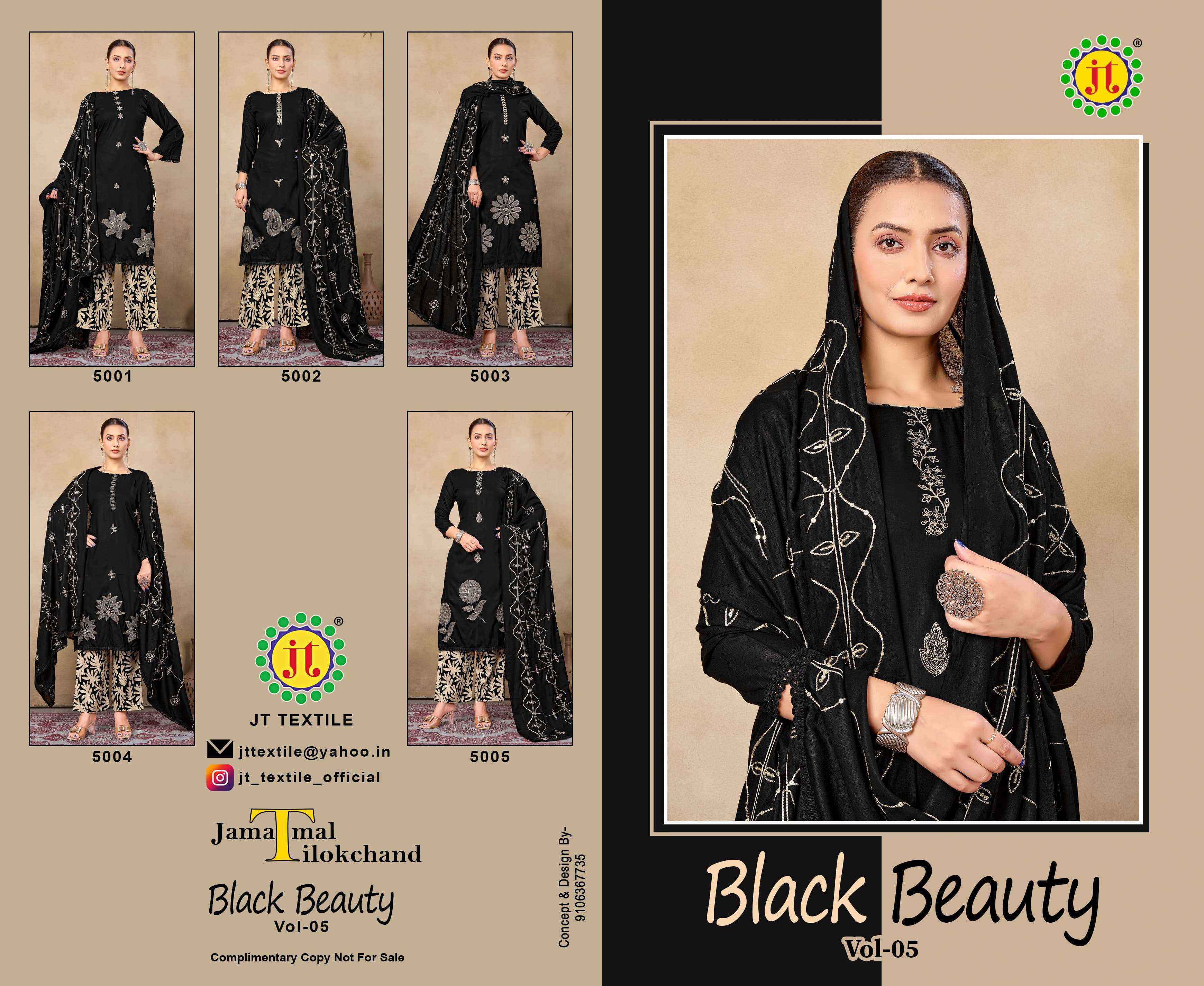 Jt Black Beauty Vol 5 Rayon Dress Material Wholesale Price ( 5 pcs Catalogue