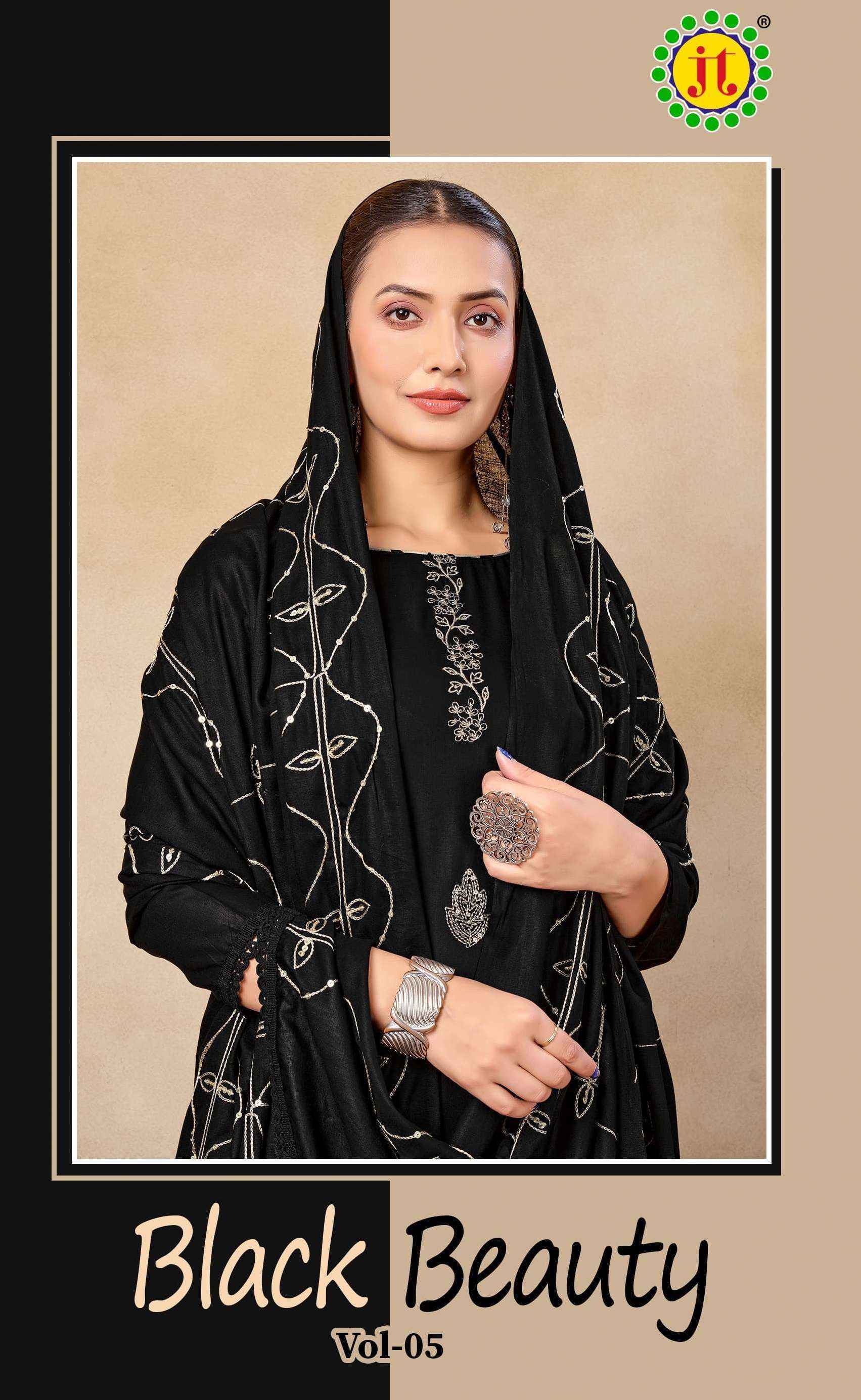 Jt Black Beauty Vol 5 Rayon Dress Material Wholesale Price ( 5 pcs Catalogue