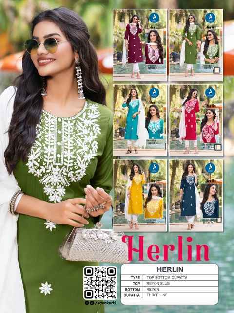 Kaya Herlin Rayon Kurti Combo Set Wholesale Rate ( 6 Pcs Catalog )
