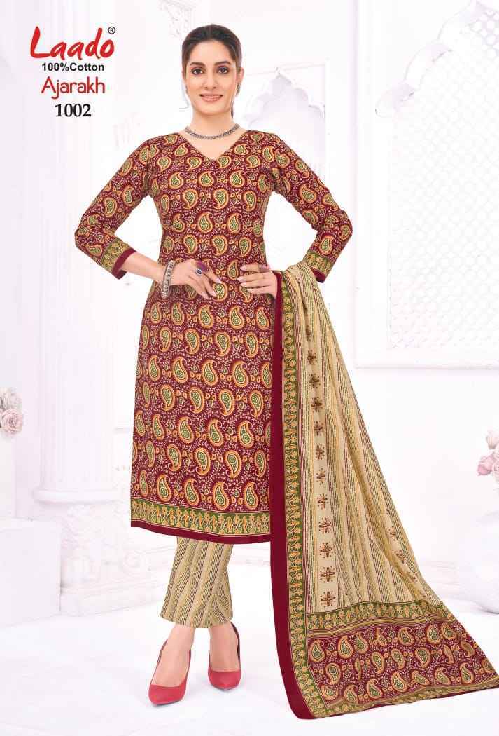 Laado Ajarakh Vol 1 Cotton Dress Material Latest Catalog ( 10 Pcs Catalog