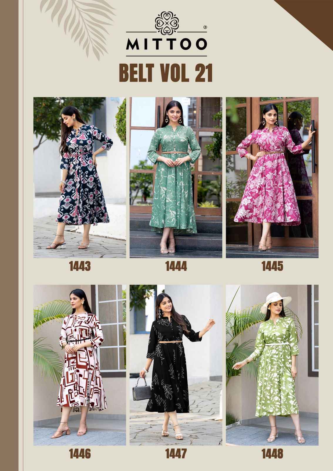 Mittoo Fashion Belt Vol 21 Rayon Kurti New Catalog ( 6 pcs Catalogue )