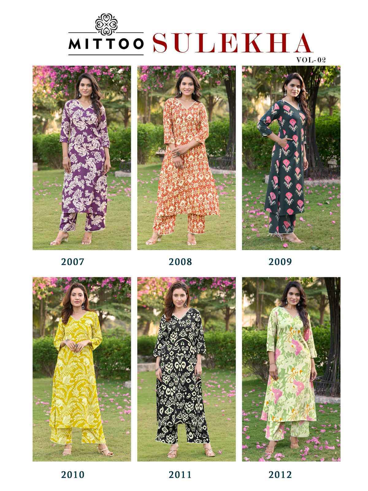 Mittoo Sulekha Vol 2 Rayon Kurti With Bottom New Catalog ( 6 pcs Catalogue