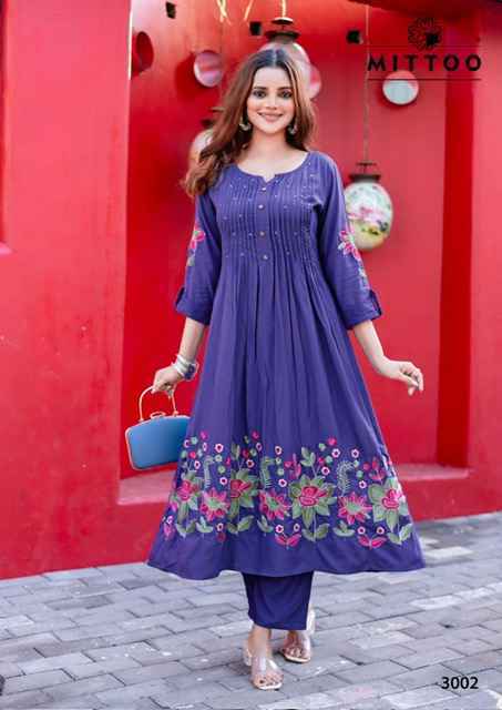 Mittoo Tanvika Rayon Kurti With Bottom Wholesale Rate ( 5 Pcs Catalog )