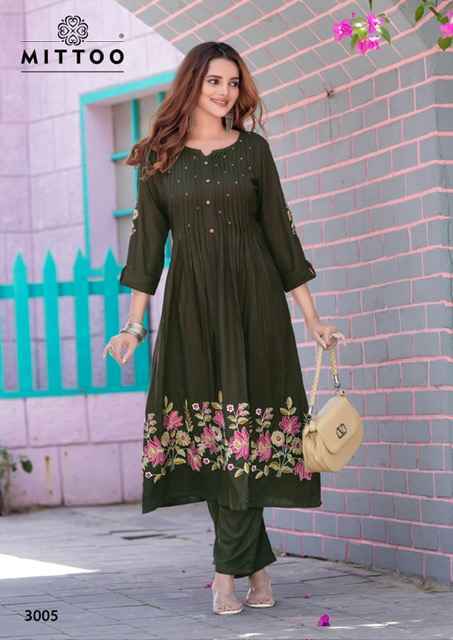 Mittoo Tanvika Rayon Kurti With Bottom Wholesale Rate ( 5 Pcs Catalog )