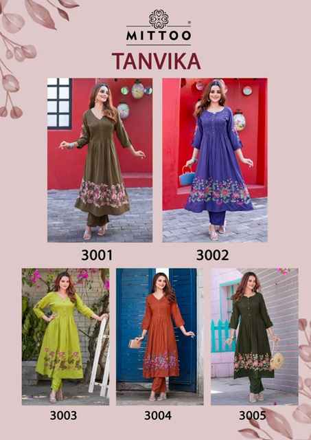 Mittoo Tanvika Rayon Kurti With Bottom Wholesale Rate ( 5 Pcs Catalog )