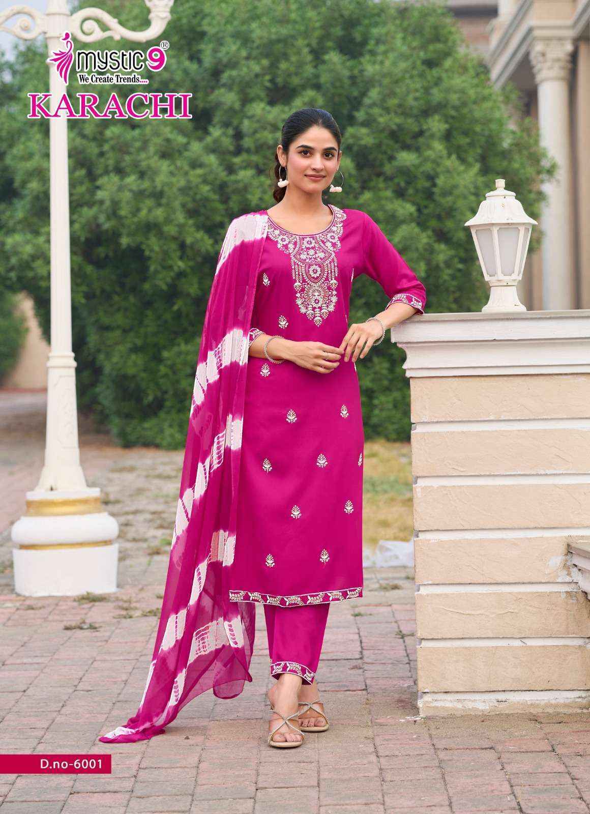 Mystic 9 Karachi Vol 6 Rayon Kurti Combo Dress Wholesale Rate ( 6 Pcs Catalog )